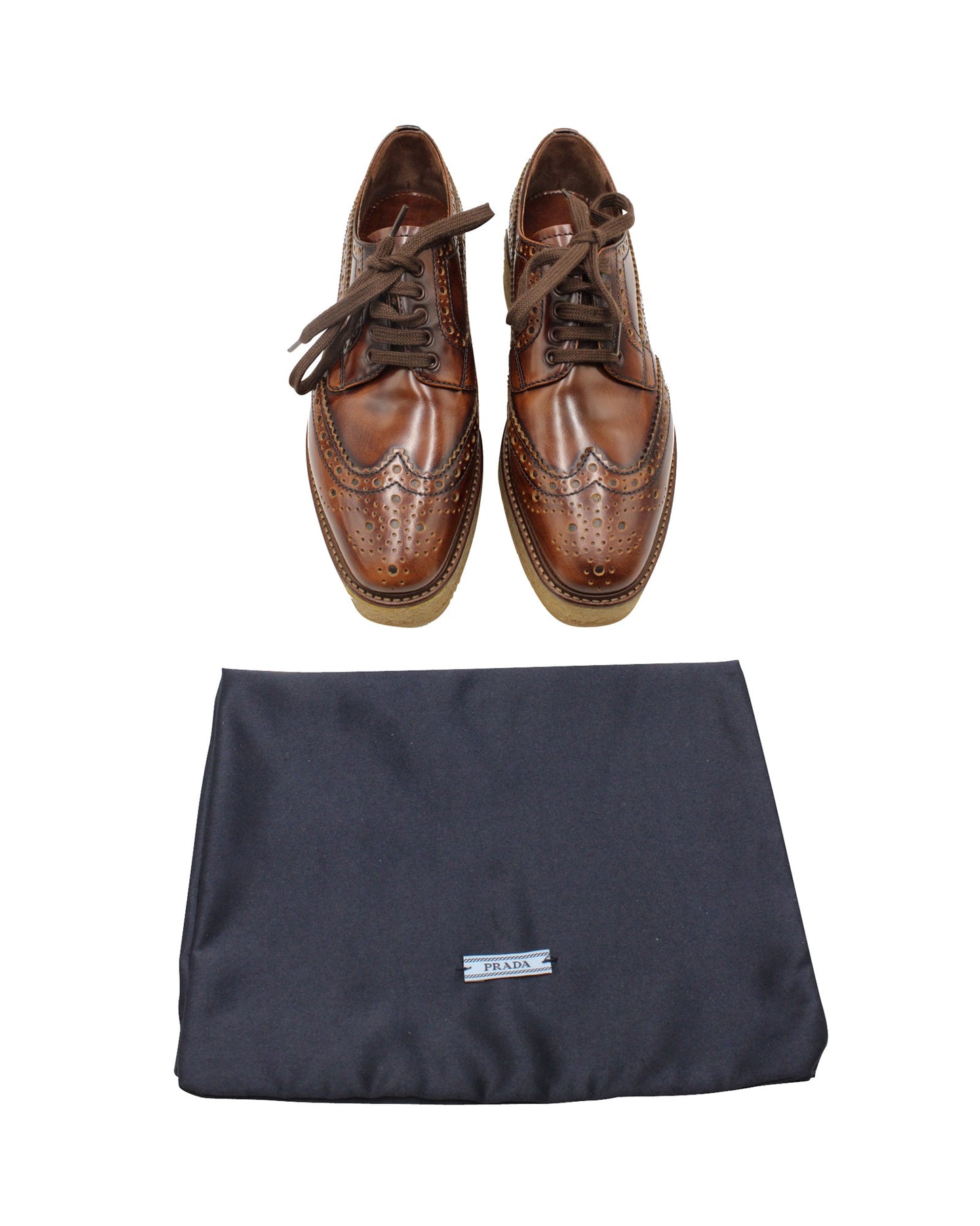 Prada Platform Derby Shoes in Brown Leather