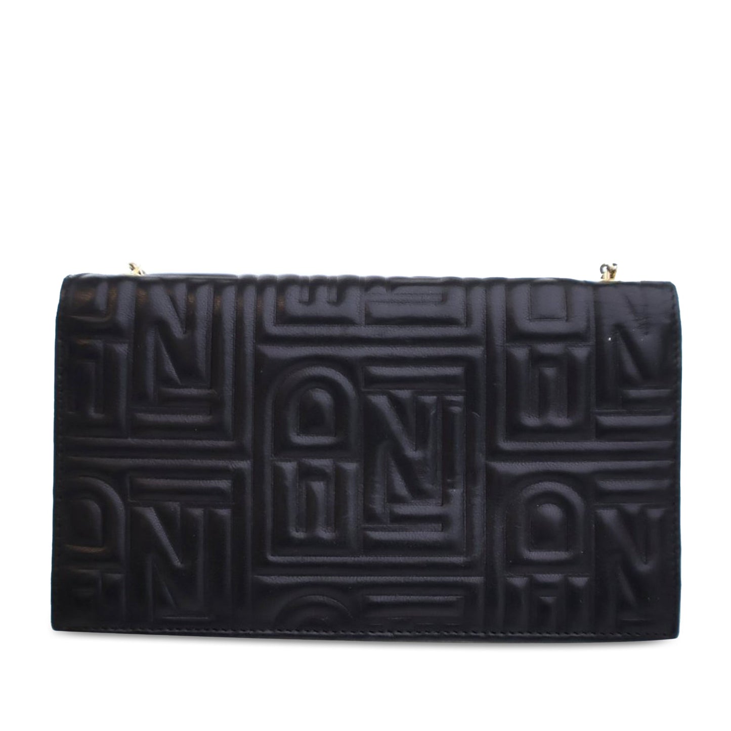 Black Fendi Calfskin Baguette Continental Wallet On Chain Crossbody Bag