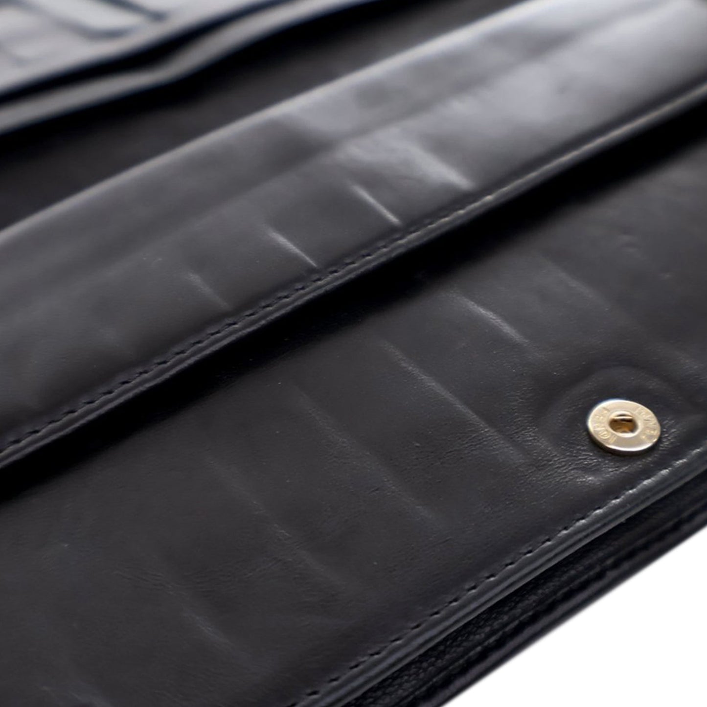 Black Fendi Calfskin Baguette Continental Wallet On Chain Crossbody Bag