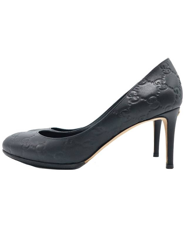 Gucci 338726 GG Logo Black Cima Leather Pumps Shoes 36
