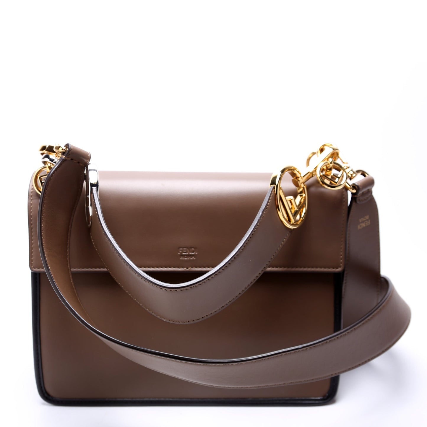 8BT284 Kan I Medium Shoulder Bag Vitello F Is Fendi Brown/Black