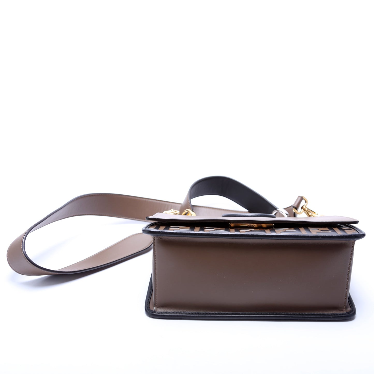 8BT284 Kan I Medium Shoulder Bag Vitello F Is Fendi Brown/Black