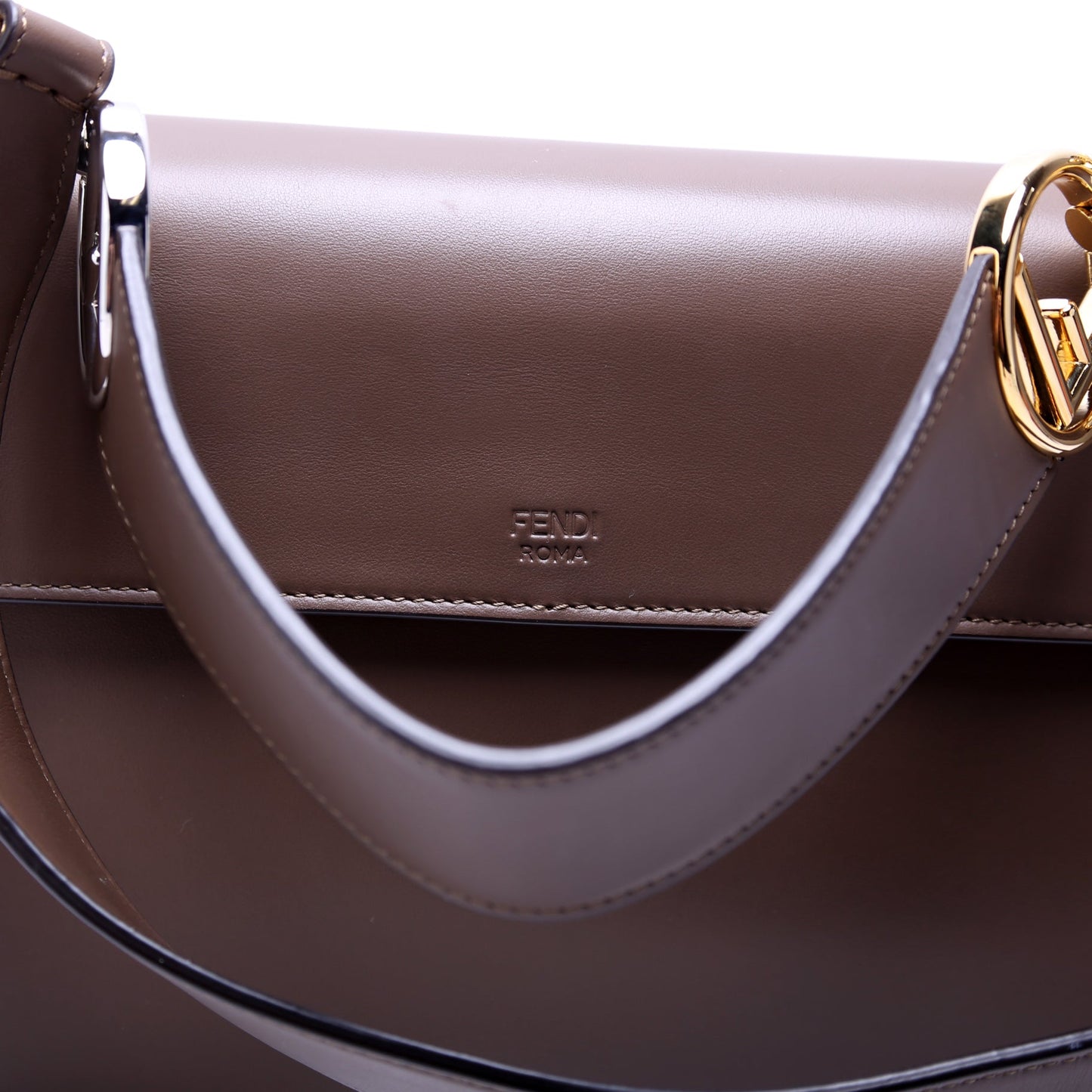 8BT284 Kan I Medium Shoulder Bag Vitello F Is Fendi Brown/Black
