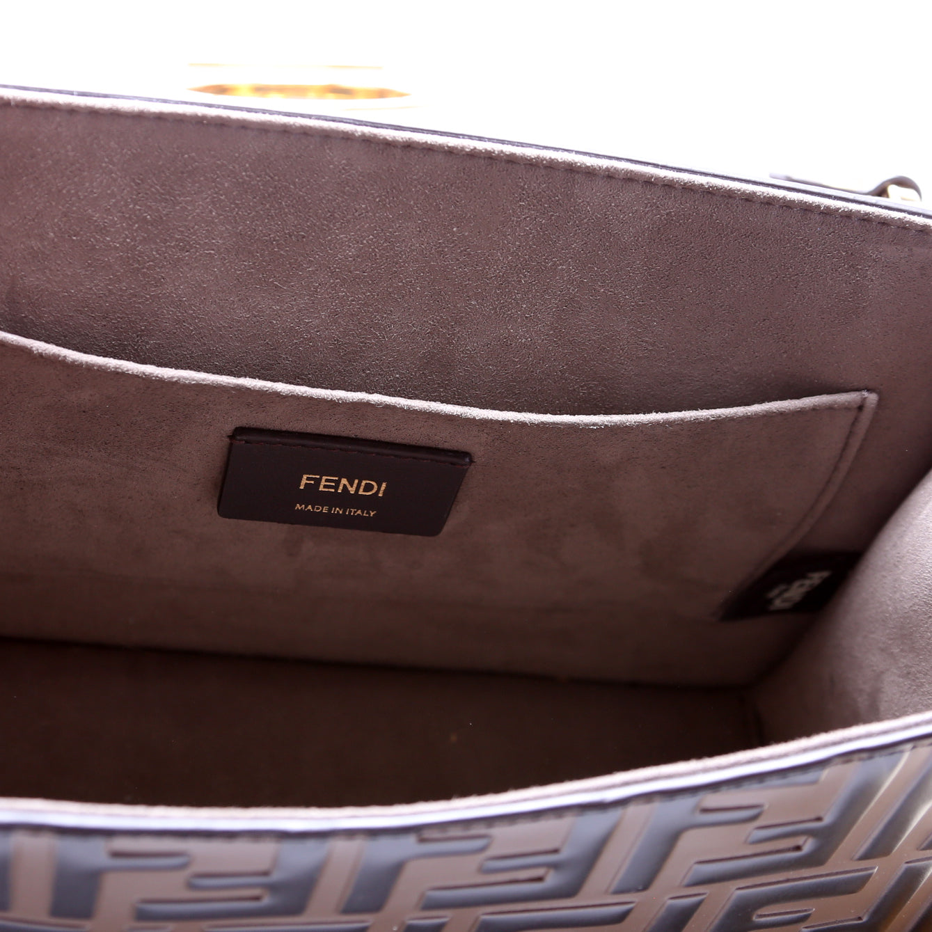8BT284 Kan I Medium Shoulder Bag Vitello F Is Fendi Brown/Black