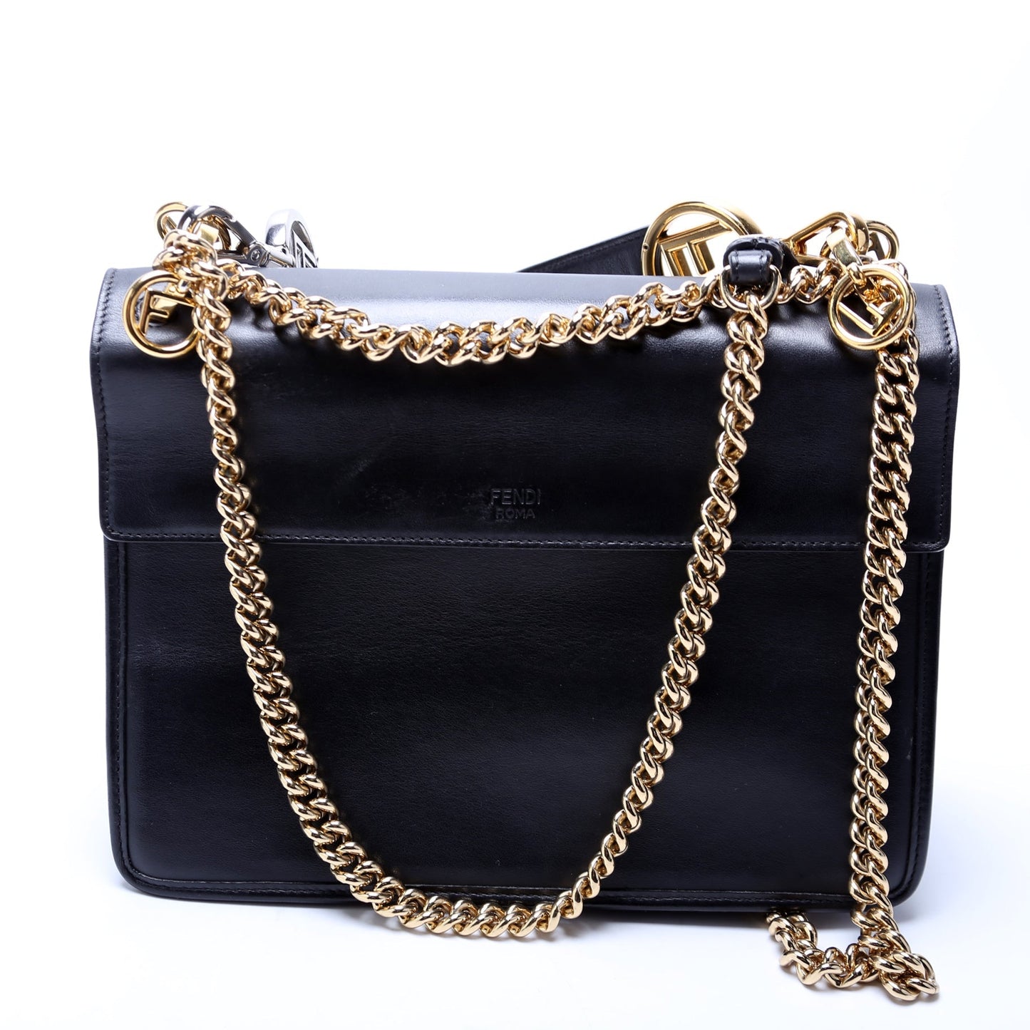 8BT284 Kan I Medium Shoulder Bag Vitello F Is Fendi Black