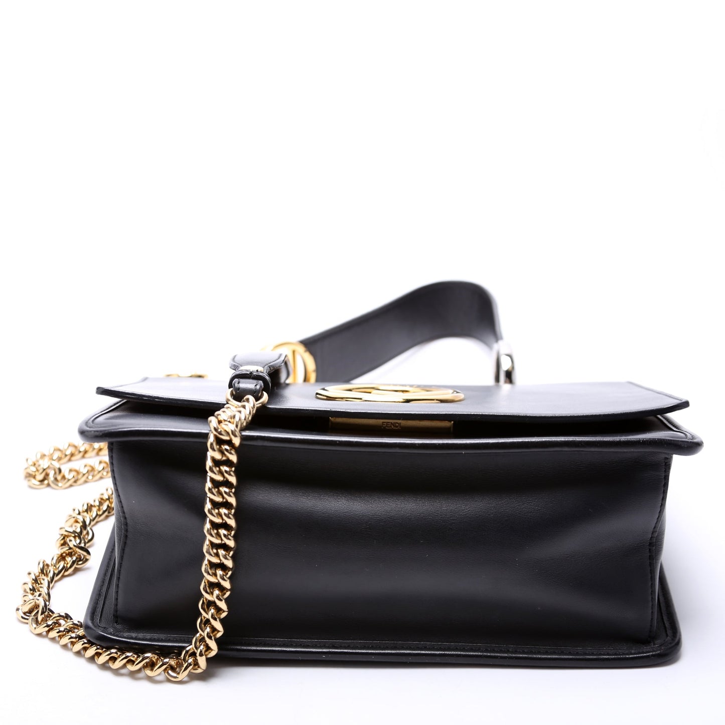 8BT284 Kan I Medium Shoulder Bag Vitello F Is Fendi Black