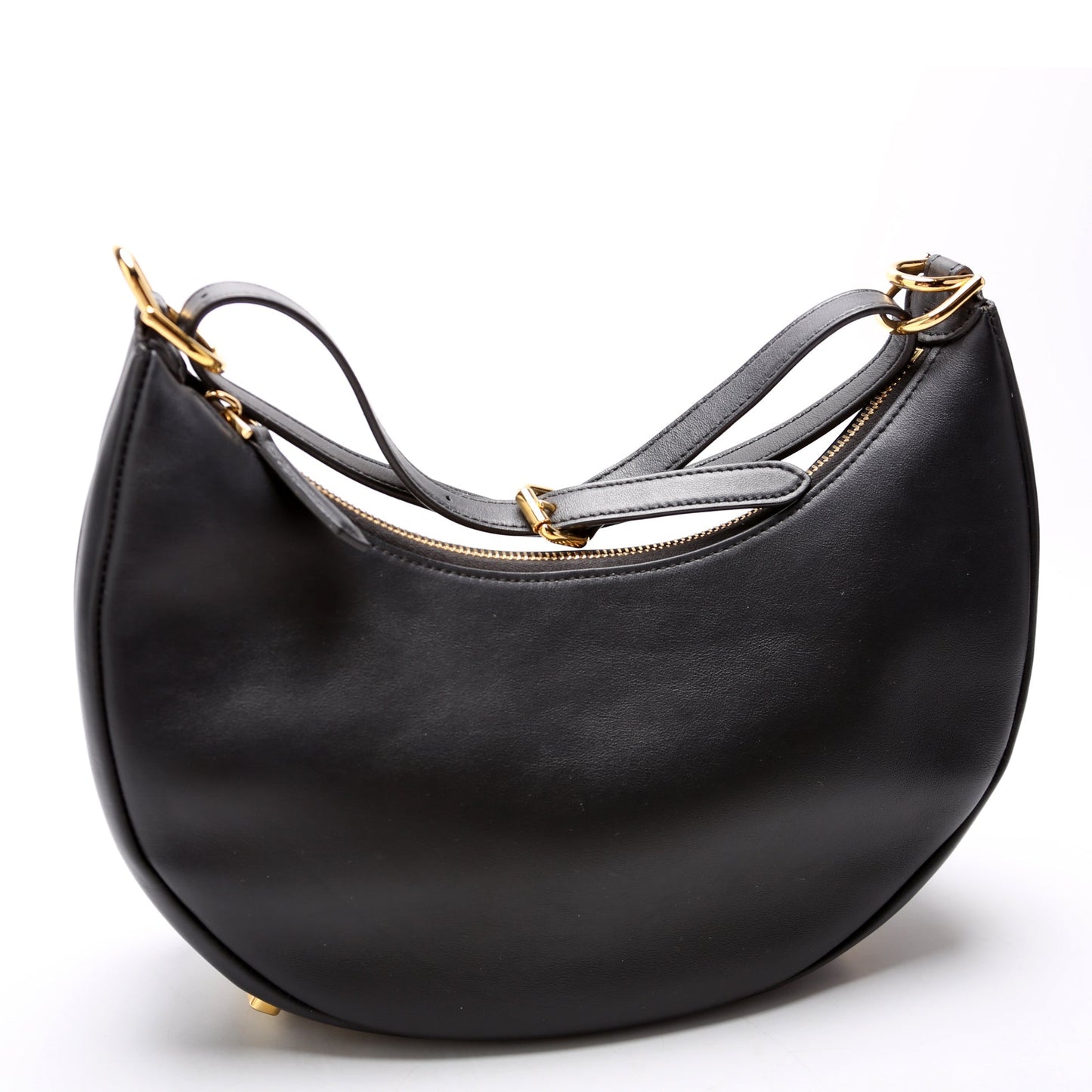 8BR798 Fendigraphy Small Leather Hobo Black