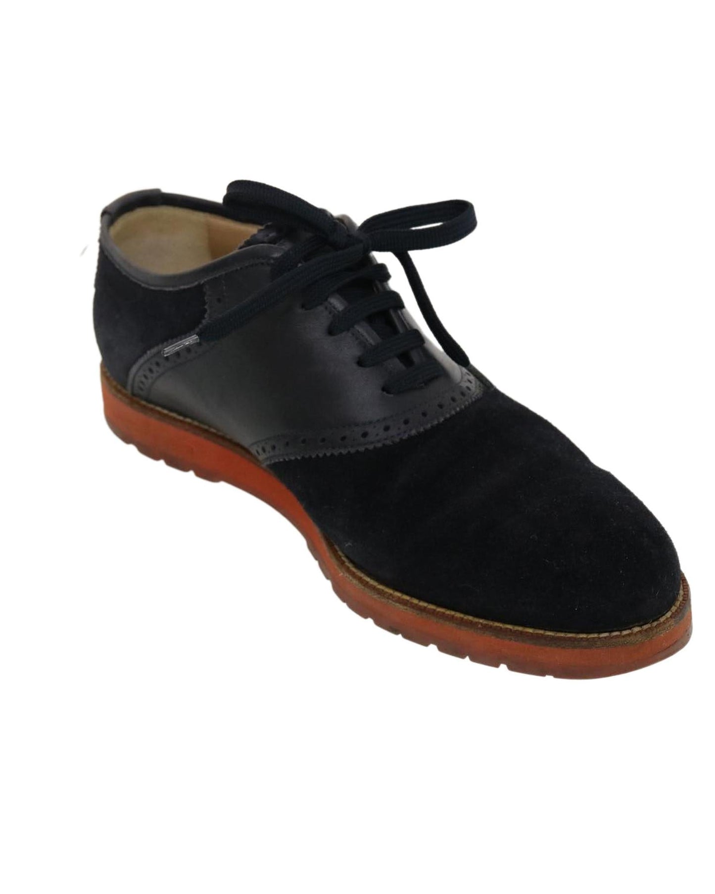 Suede Leather Black LV Auth Shoes