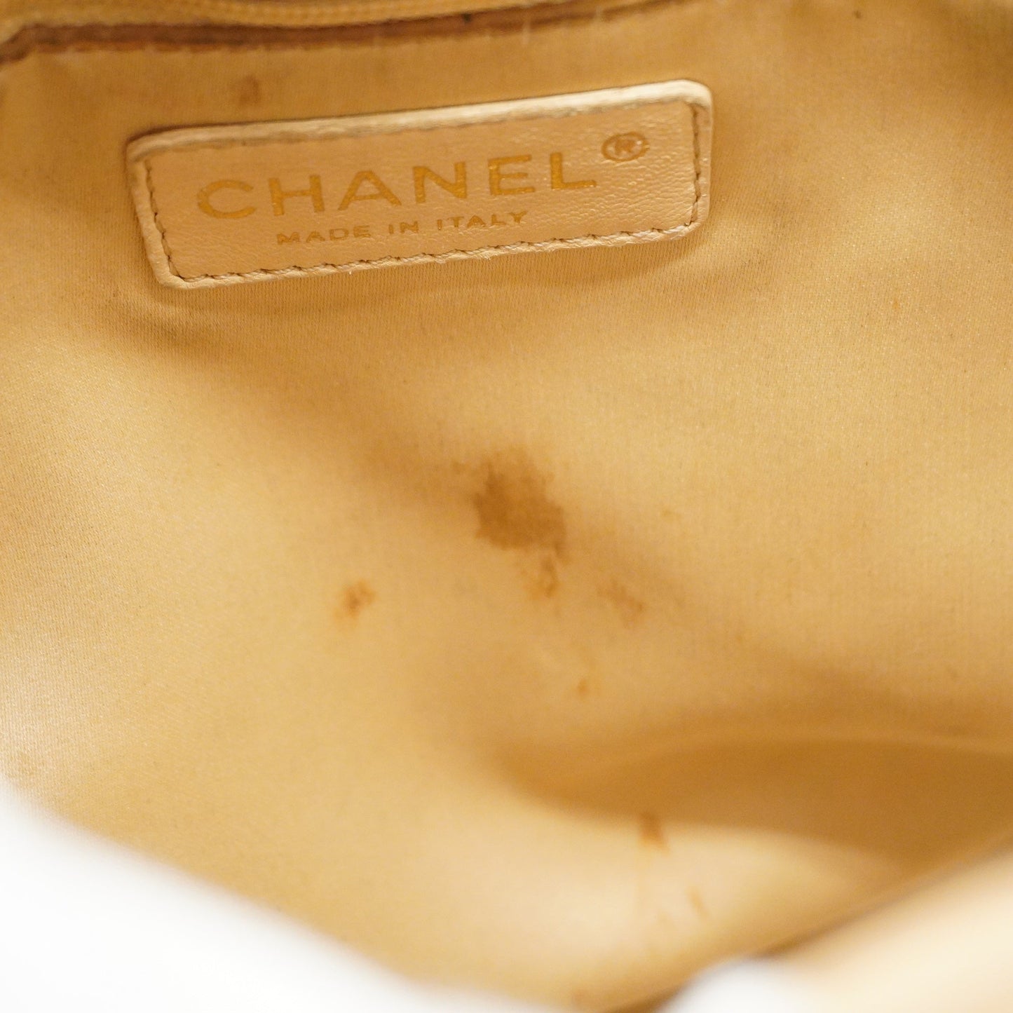CHANEL Matelasse Chain Shoulder Women's Caviar Leather Tote Bag Beige