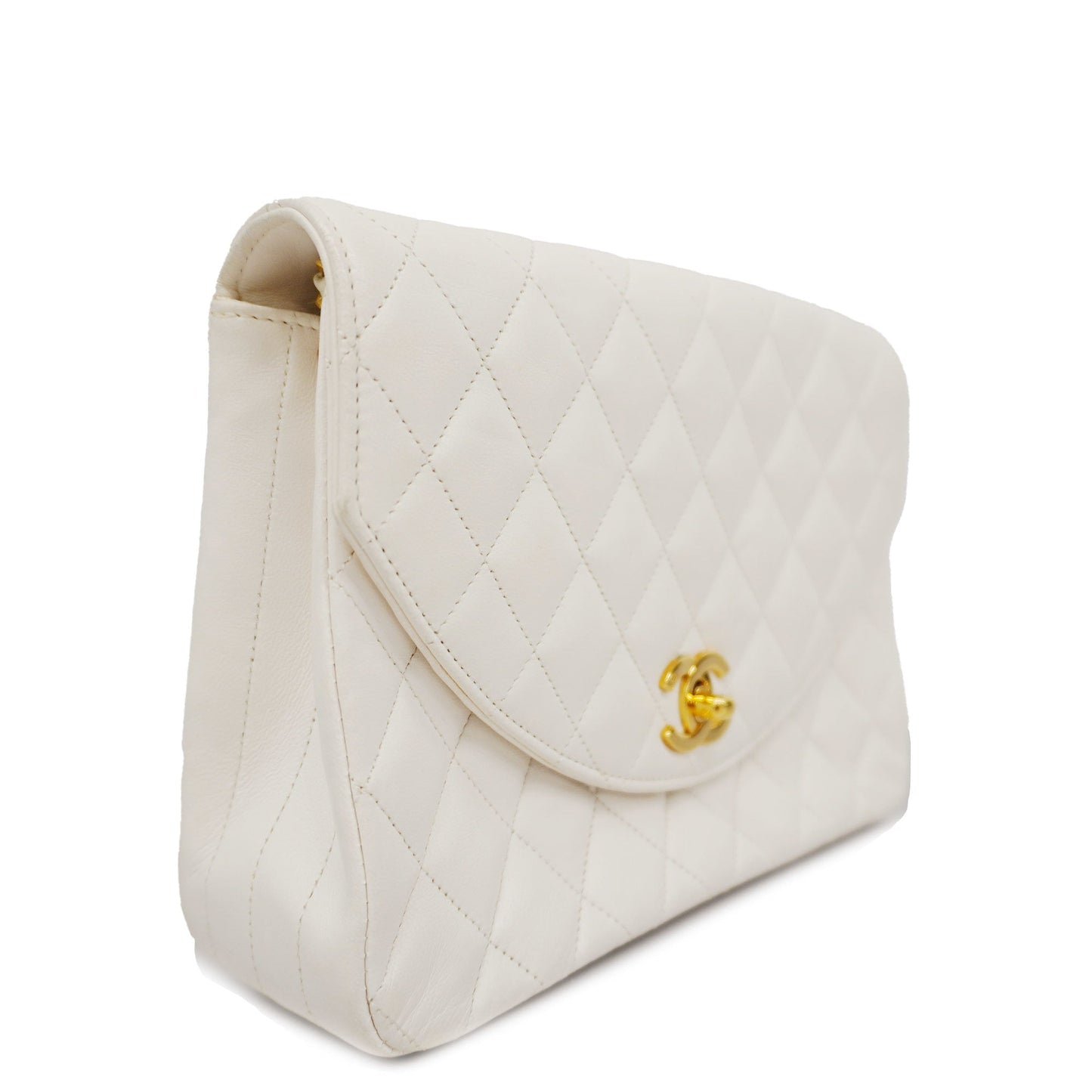 CHANEL Matelasse Chain Shoulder Women's Leather Shoulder Bag White