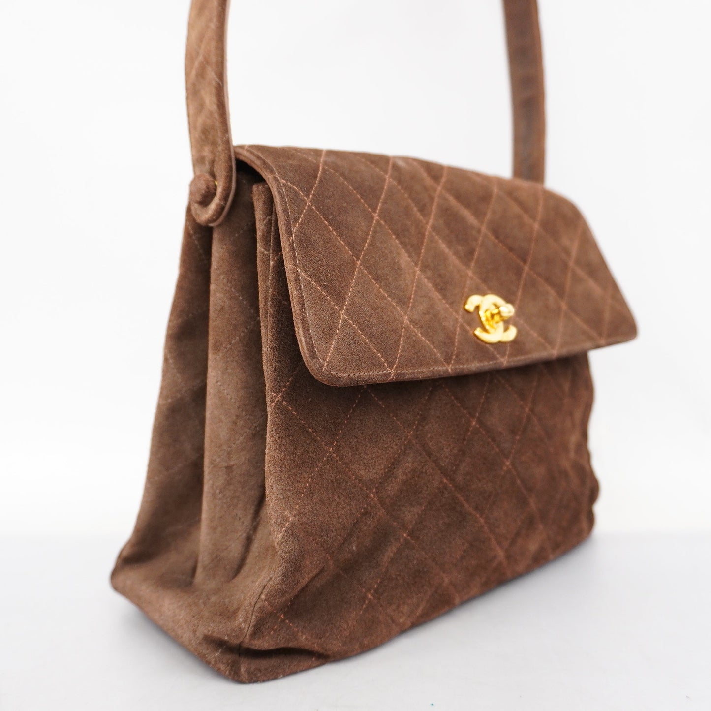 CHANEL Matelasse Women's Suede Shoulder Bag Brown