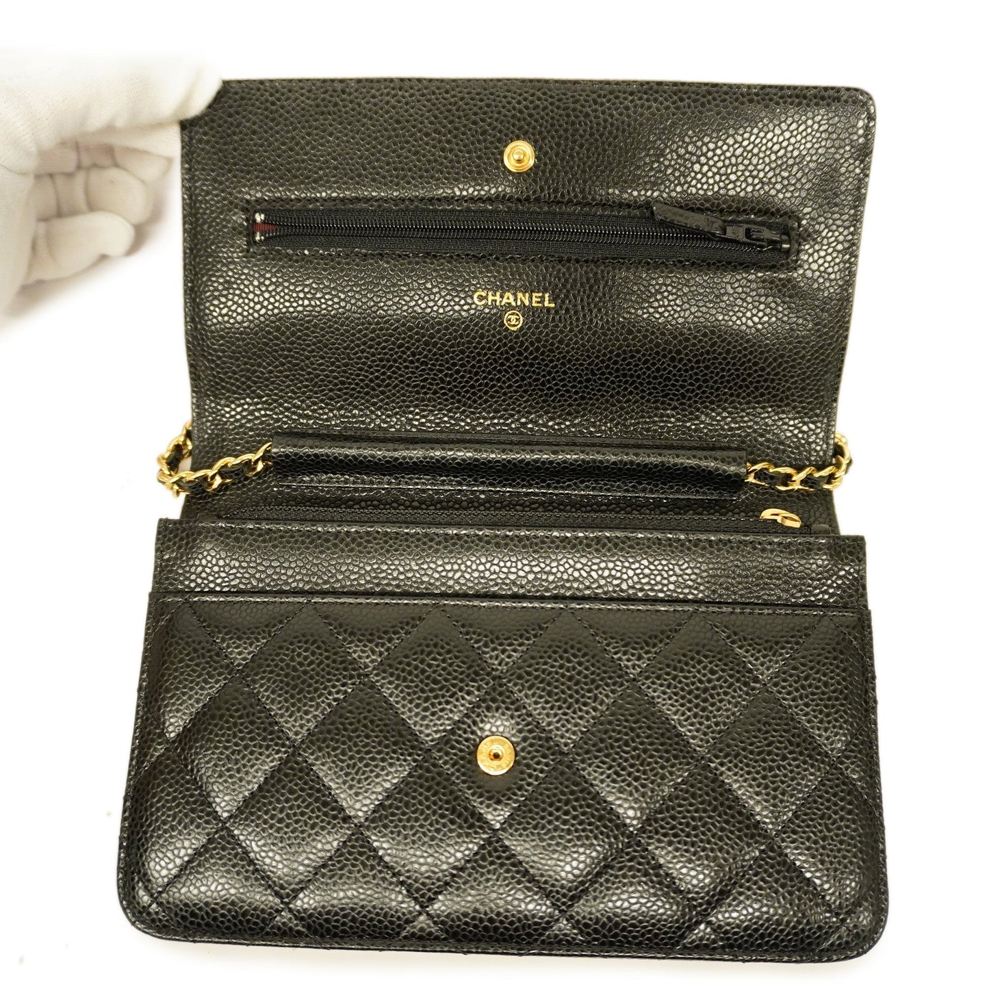 CHANEL Matelasse Chain Shoulder Gold Hardware Caviar Leather Black