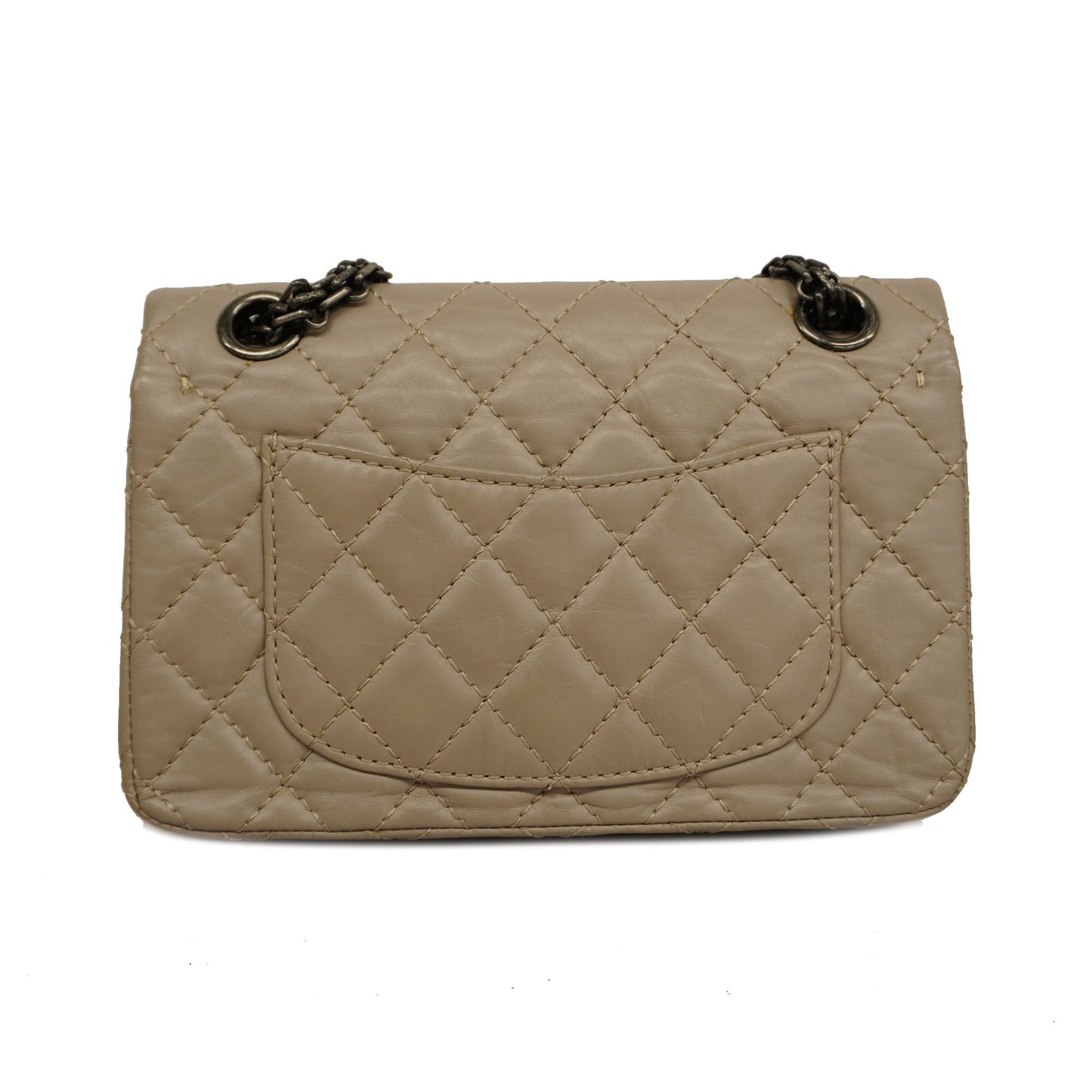 CHANEL 2.55 W Flap W Chain Lambskin Women's Leather Shoulder Bag Grayish