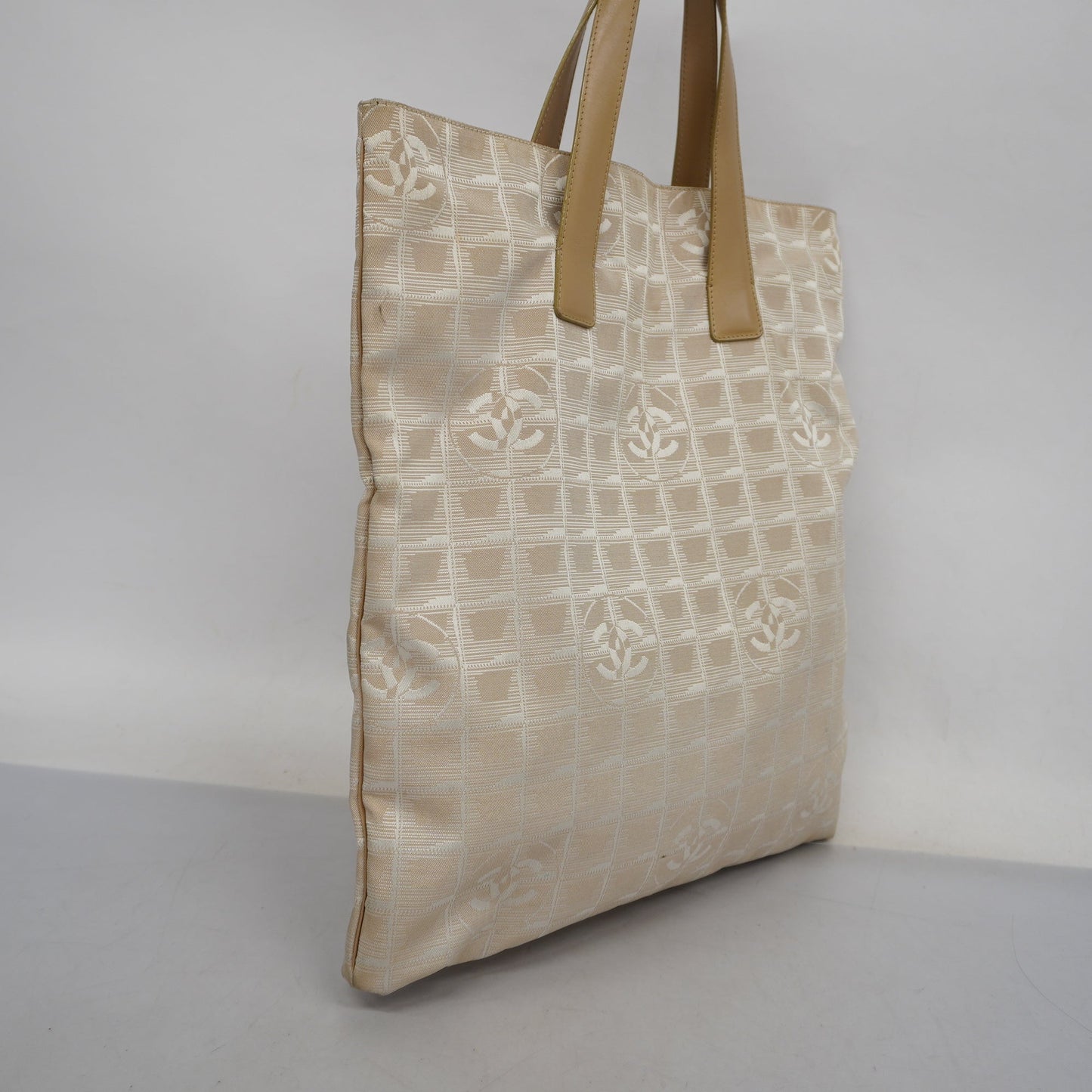 CHANEL New Travel Line Women's Leather,Nylon Tote Bag Beige