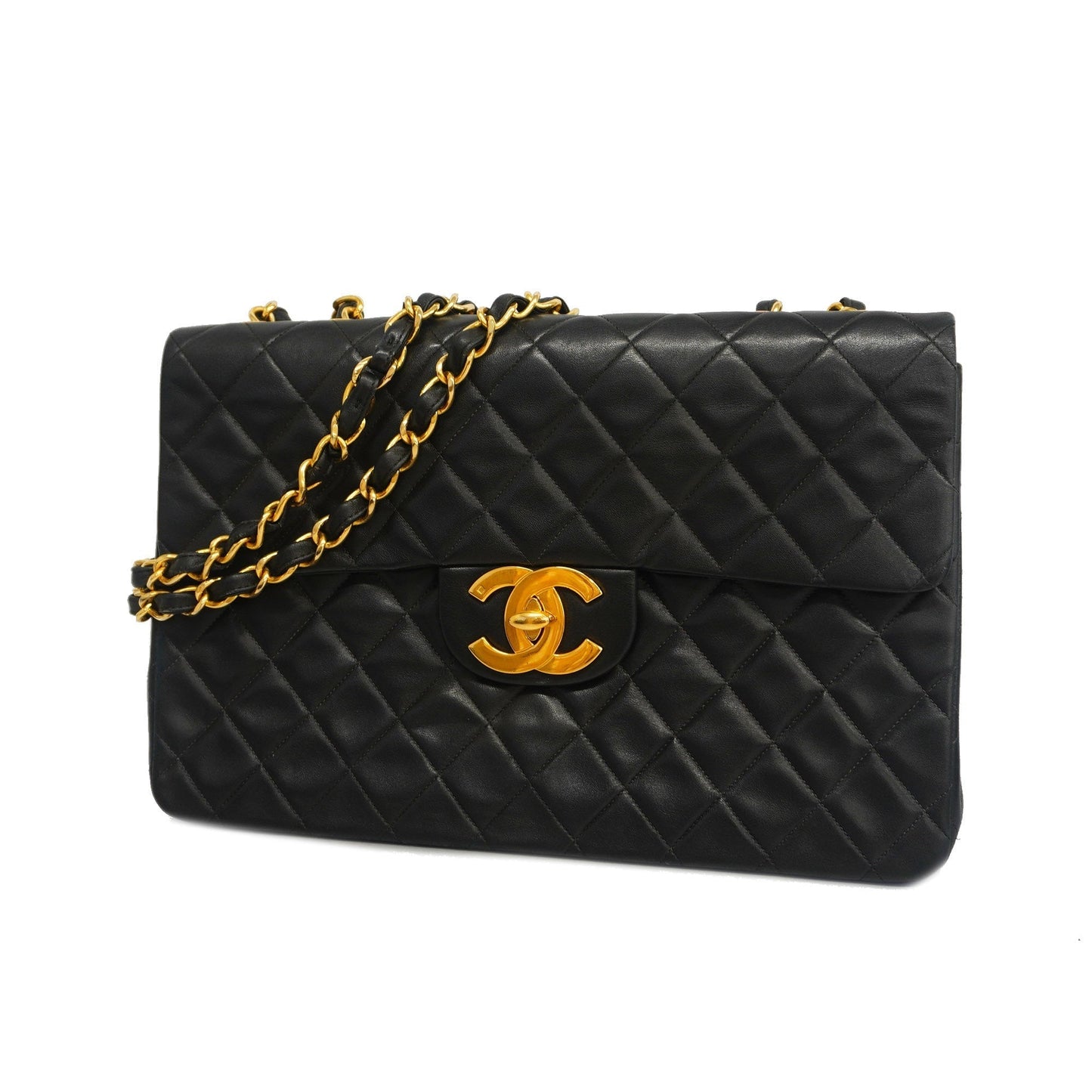 CHANEL Matelasse Big Matelasse W Chain Women's Leather Shoulder Bag Black