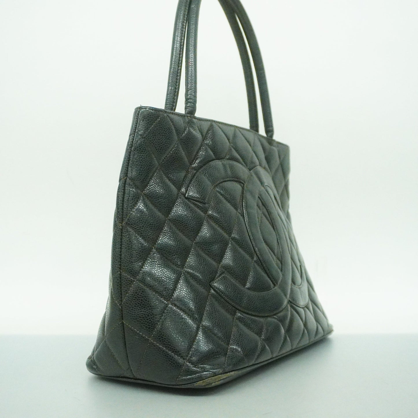 CHANEL Reprint Tote Women's Caviar Leather Tote Bag Black