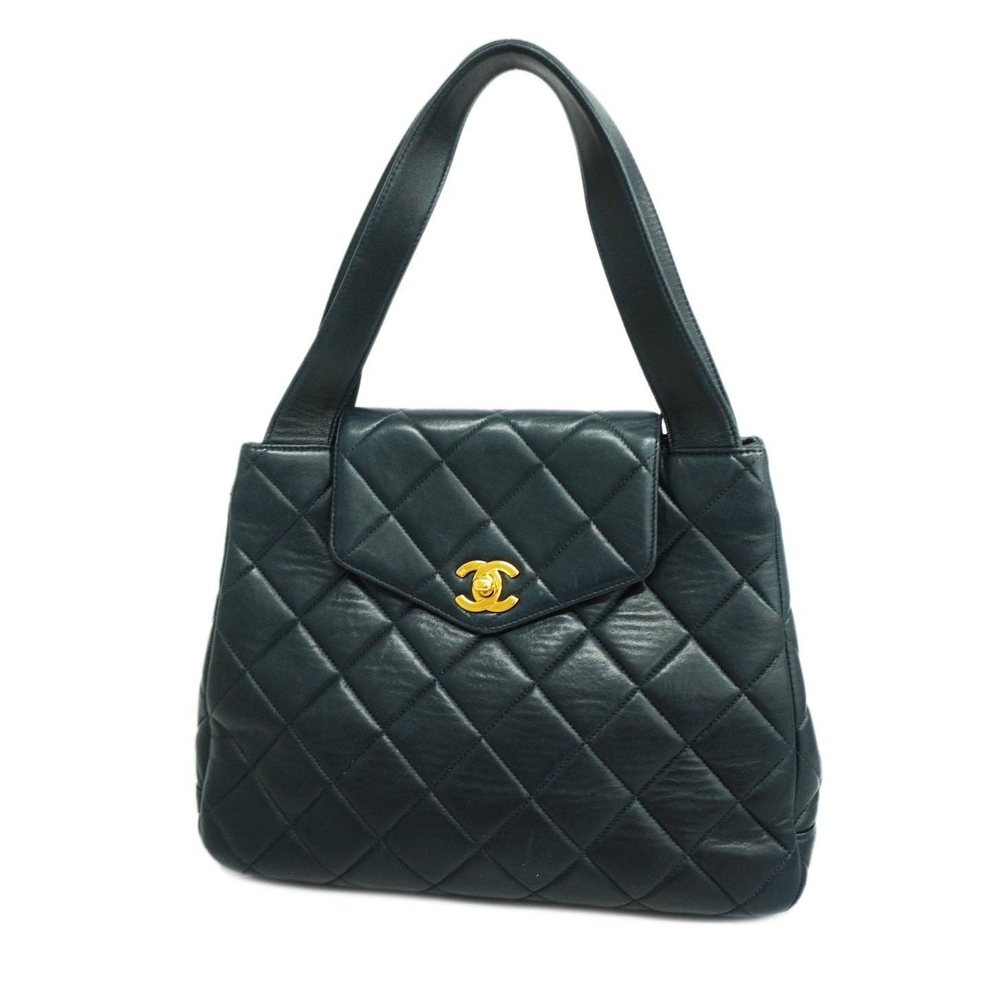 CHANEL Matelasse Handbag Women's Leather Handbag Navy