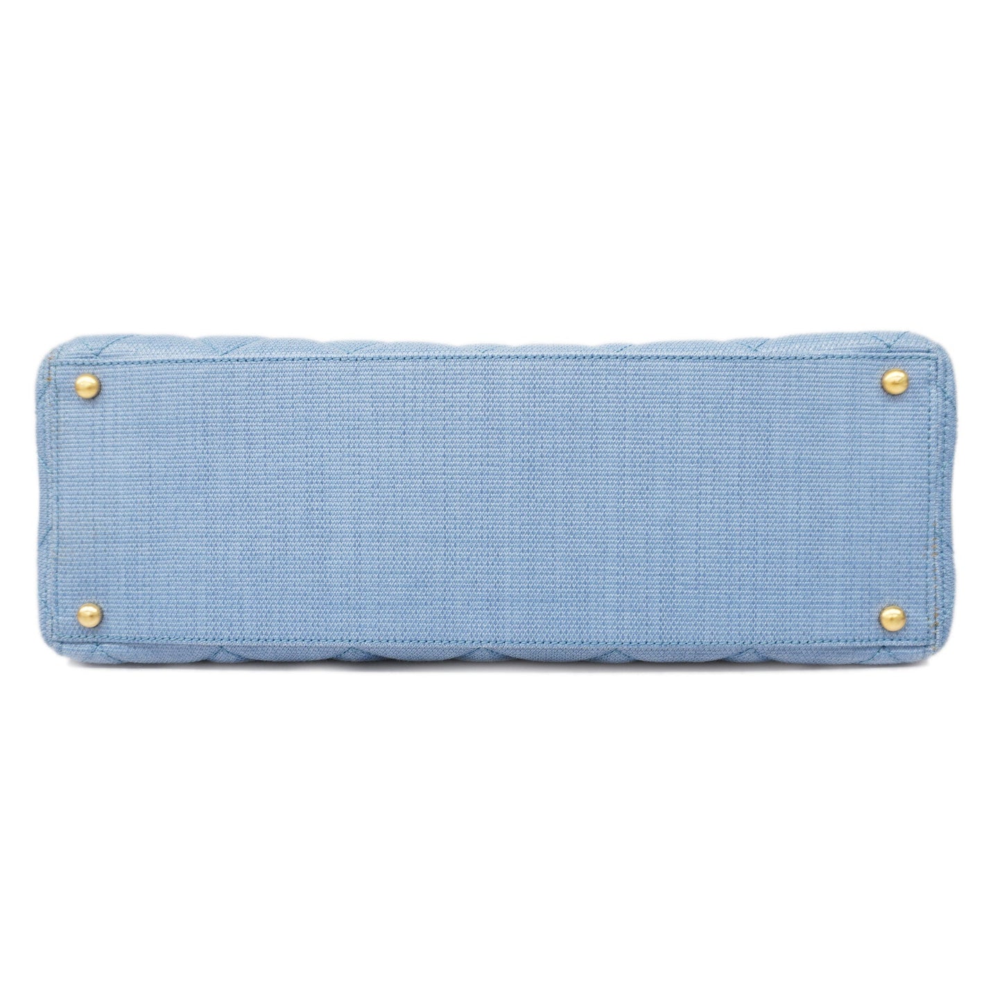 CHANEL Matelasse Natural Women's Straw Tote Bag Blue