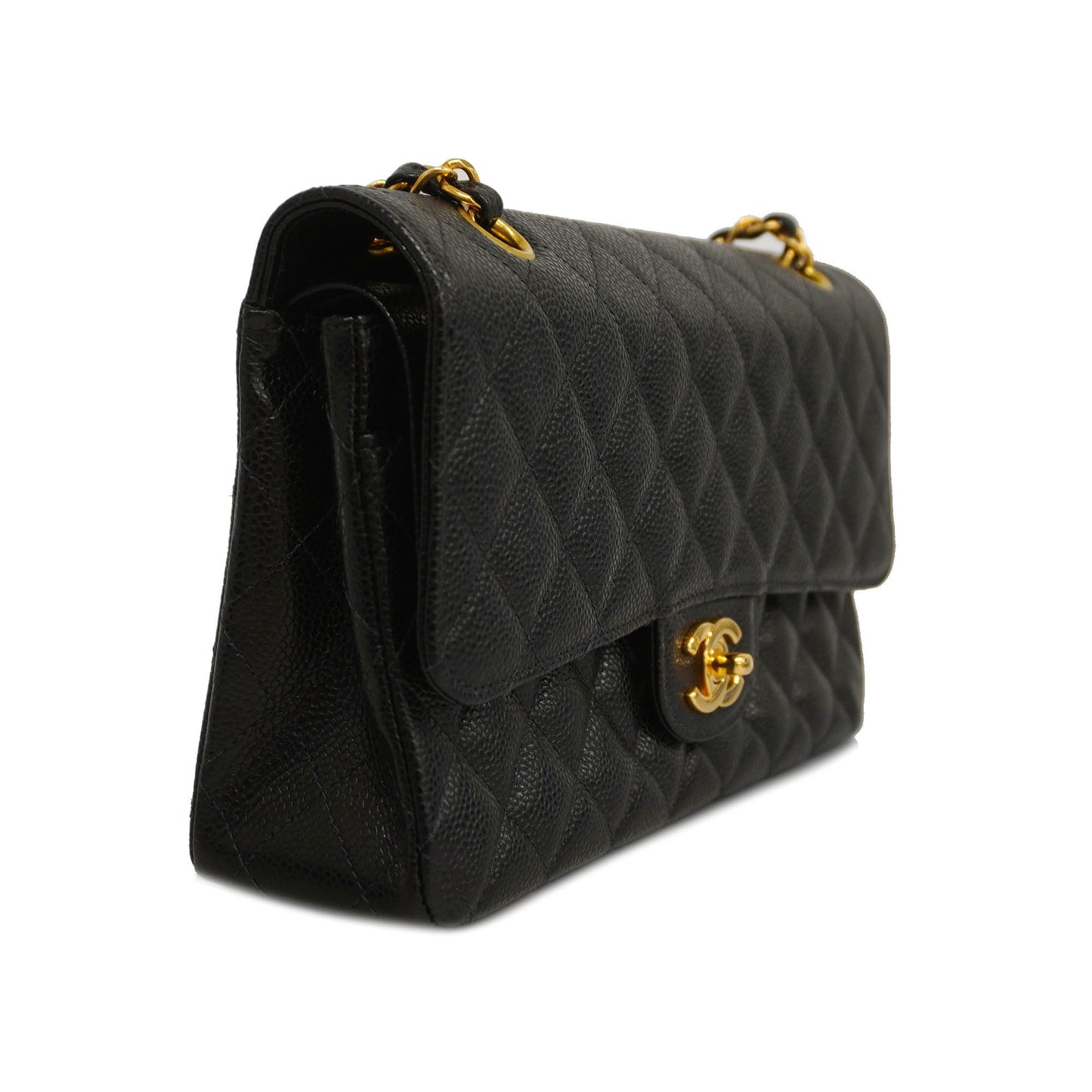 CHANEL Matelasse W Flap W Chain Lambskin Women's Leather Shoulder Bag Black