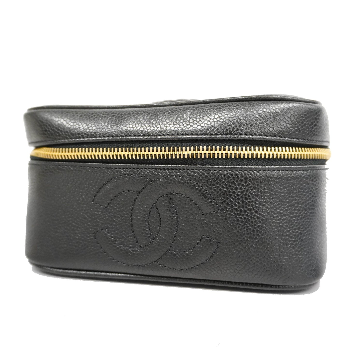 CHANEL Vanity Bag Women's Caviar Leather Vanity Bag Black