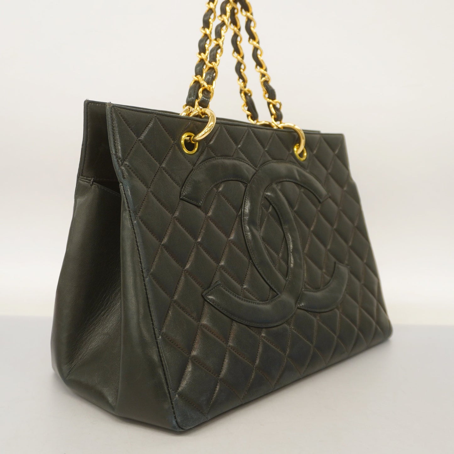 CHANEL Matelasse Chain Tote Bag Women's Leather Tote Bag Beige