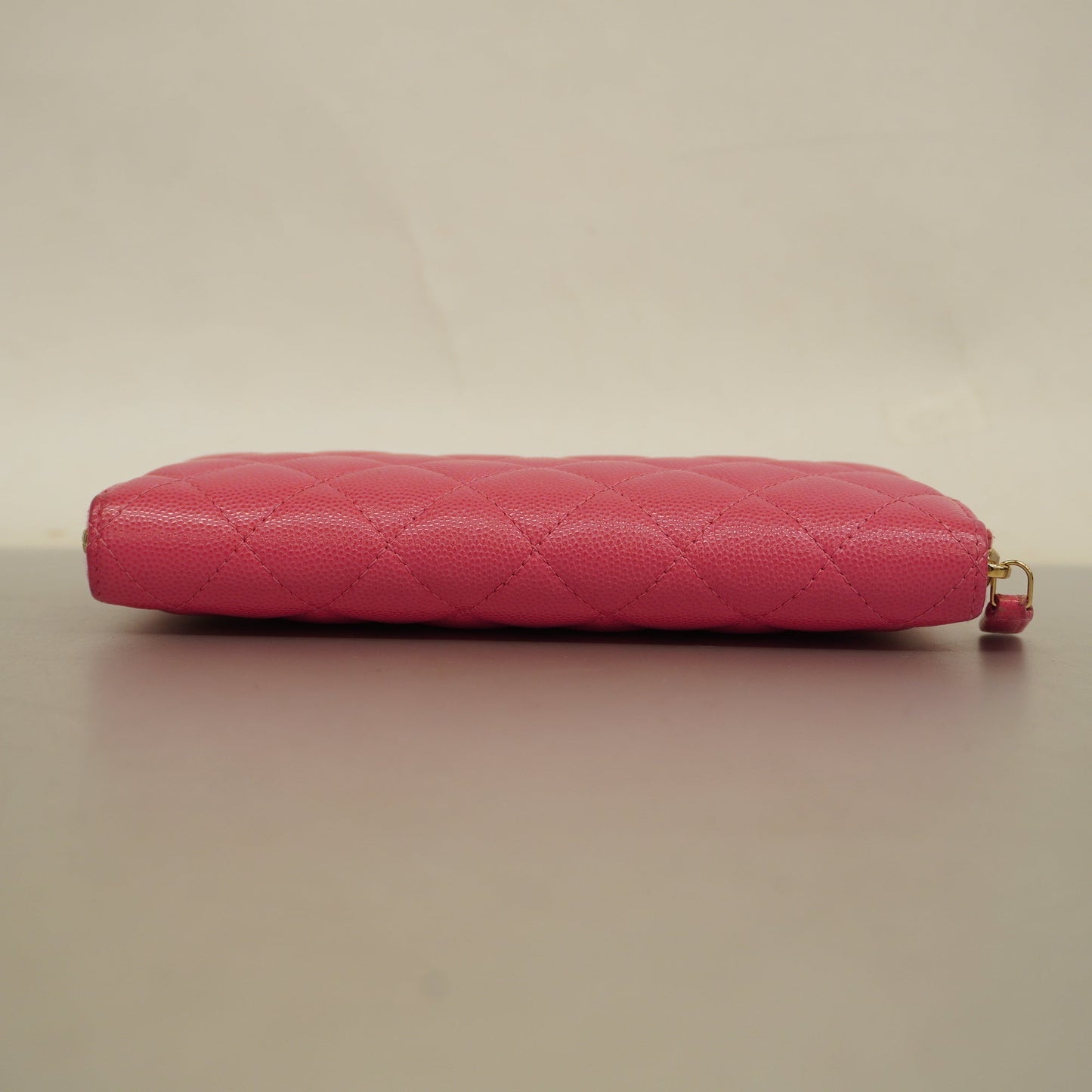 CHANEL Matelasse Gold Hardware Women's Caviar Leather Long Wallet Pink