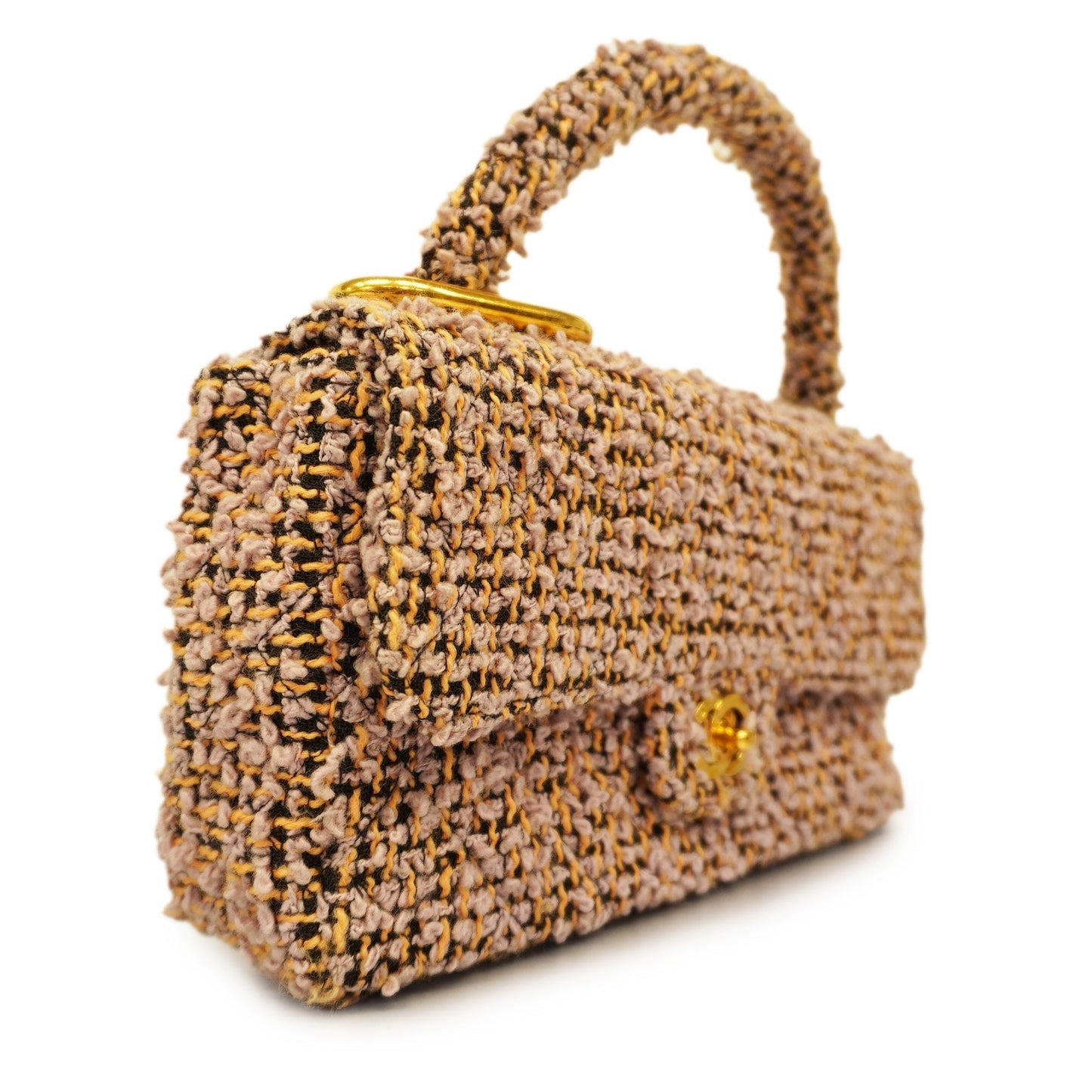 CHANEL Matelasse Parent-child Bag Women's Tweed Handbag Light Purple