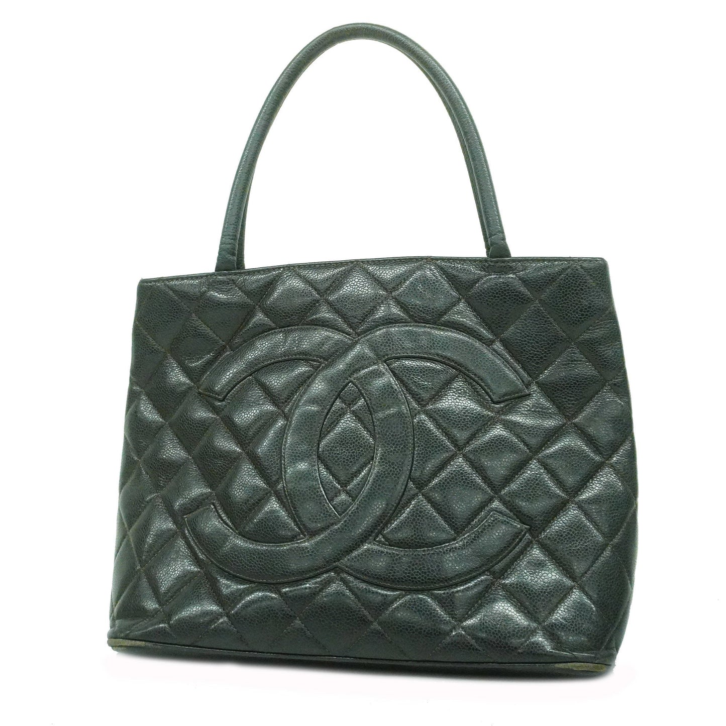 CHANEL Reprint Tote Women's Caviar Leather Tote Bag Black