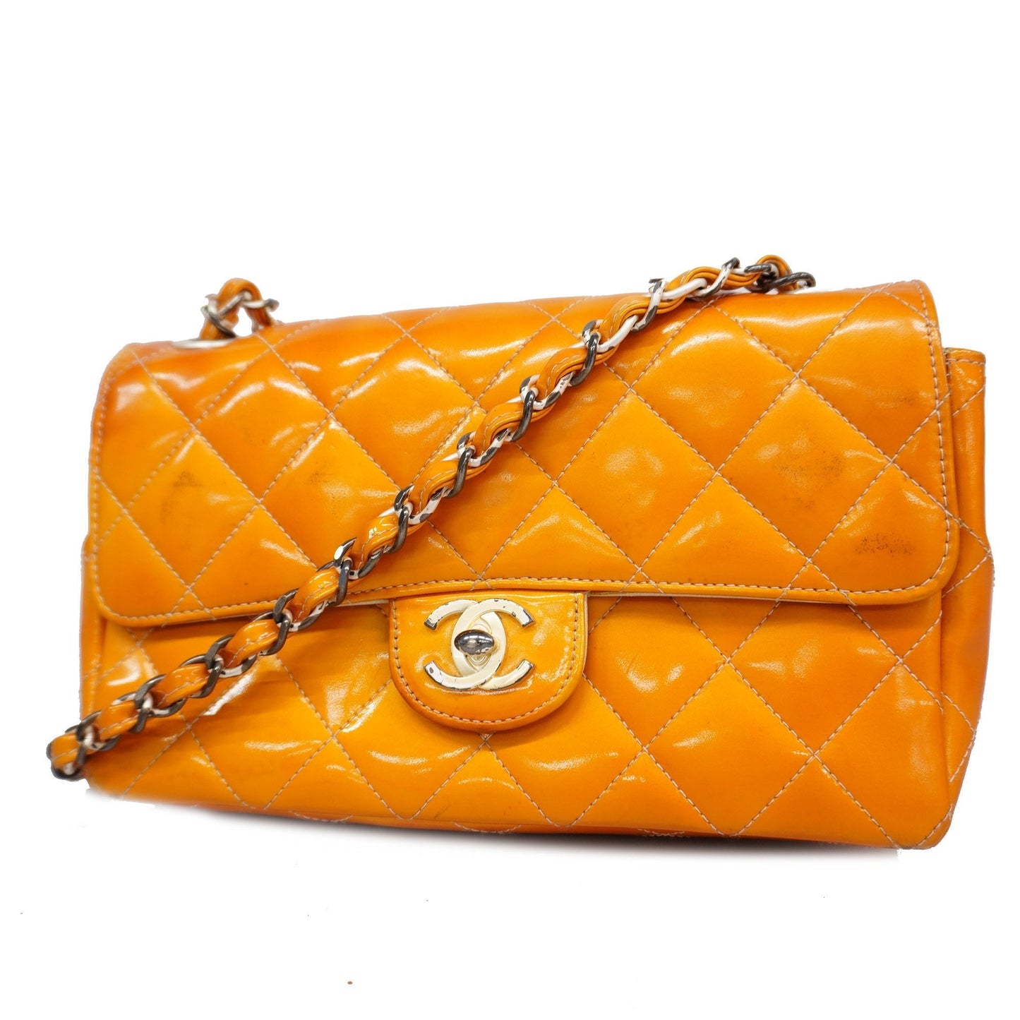 CHANEL Matelasse Chain Shoulder Bag Lambskin Women's Patent Leather