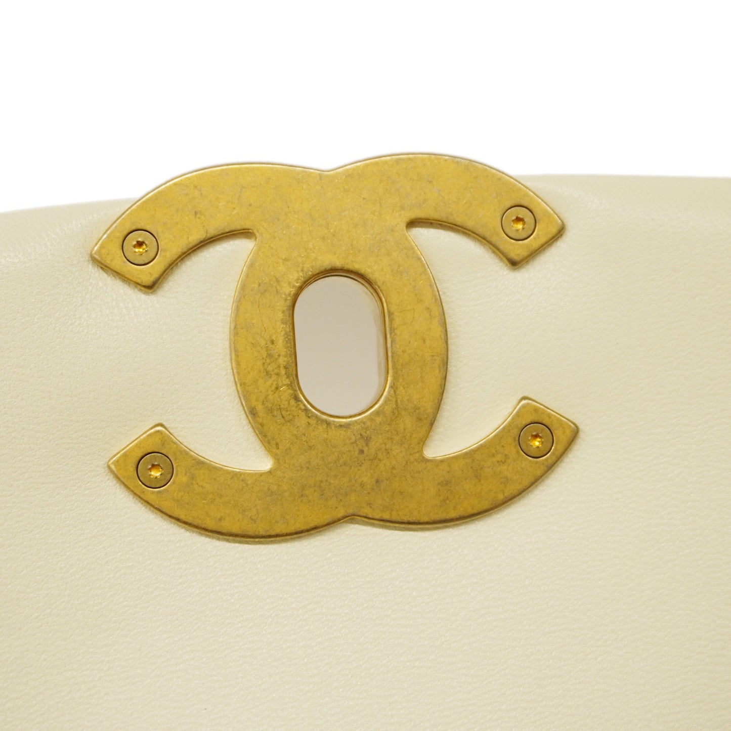 CHANEL 1.9 Chain Shoulder Women's Leather Shoulder Bag White