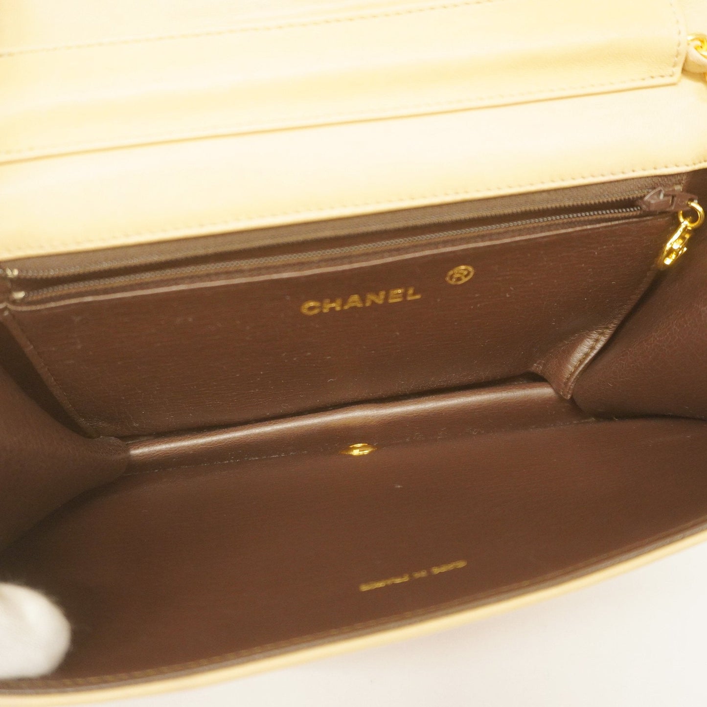 CHANEL Matelasse Chain Shoulder Women's Leather Shoulder Bag Beige
