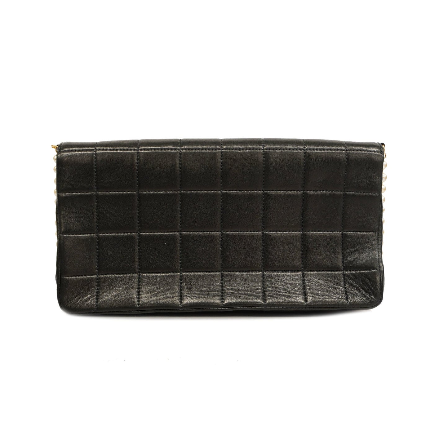 CHANEL Chocolate Bar Single Chain Shoulder Bag Women's Leather Black