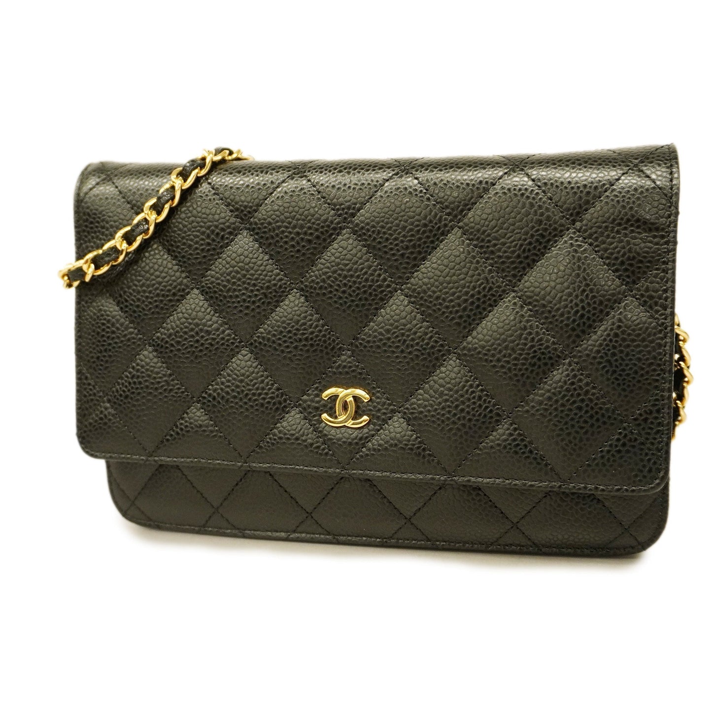 CHANEL Matelasse Chain Shoulder Gold Hardware Caviar Leather Black