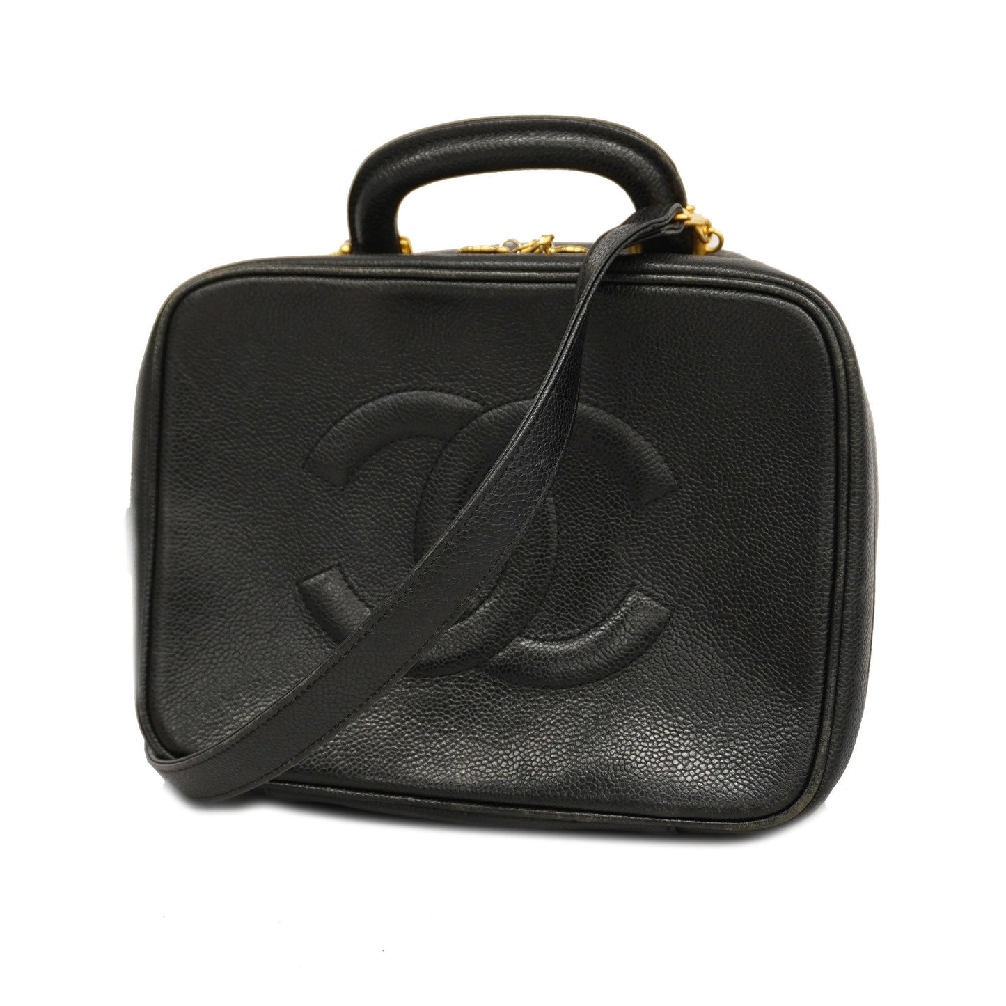CHANEL 2WAY Bag Women's Caviar Leather Handbag,Shoulder Bag Black