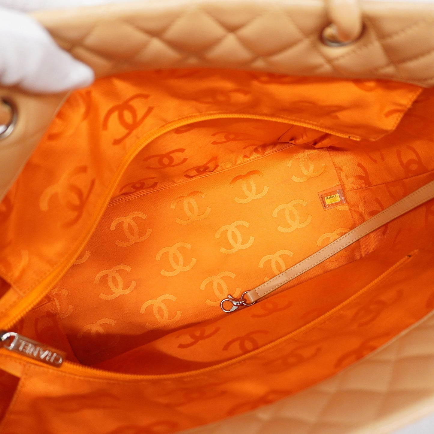 CHANEL Ligne Cambon Tote Bag Lambskin Women's Tote Bag Beige