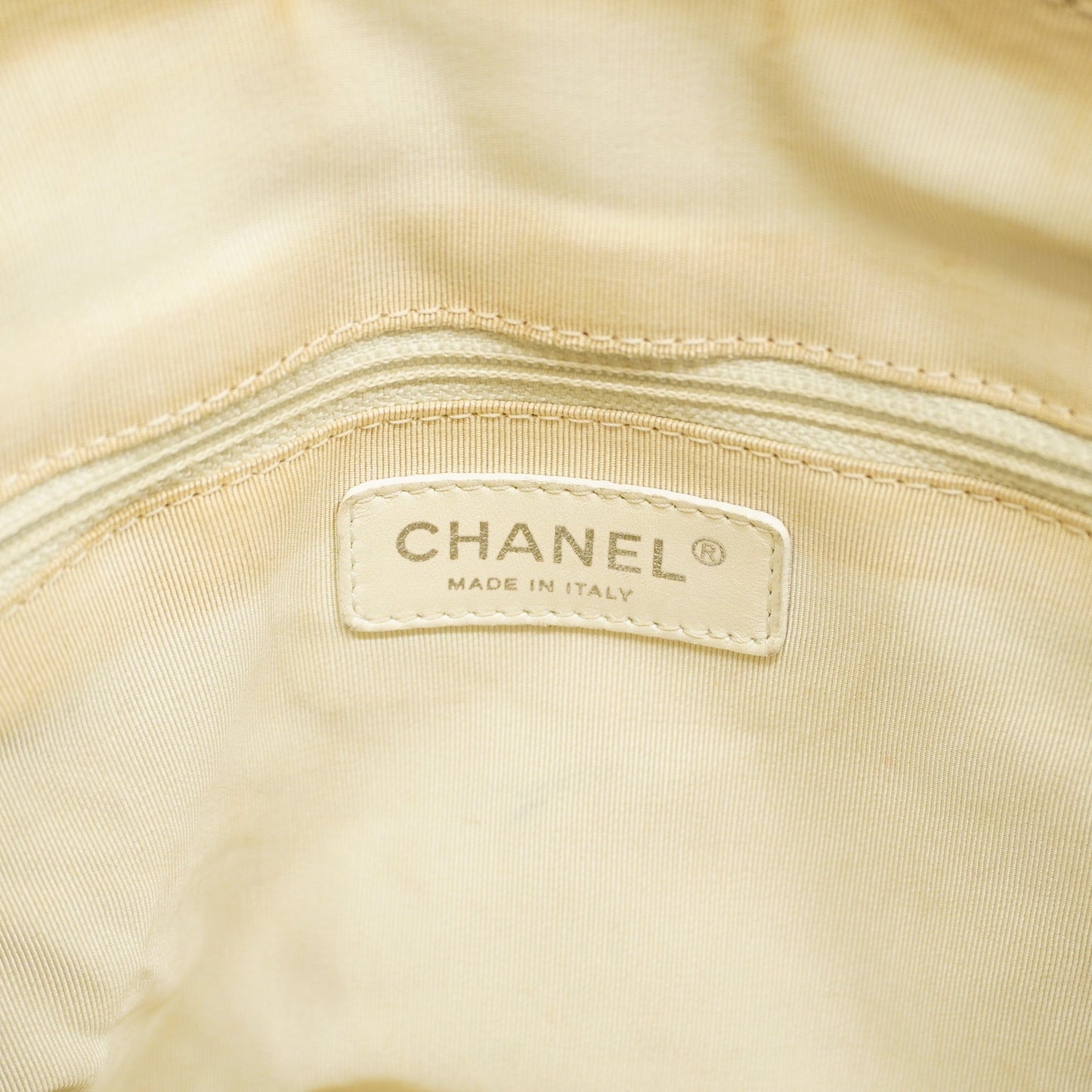 CHANEL V Stitch Women's Leather Handbag White