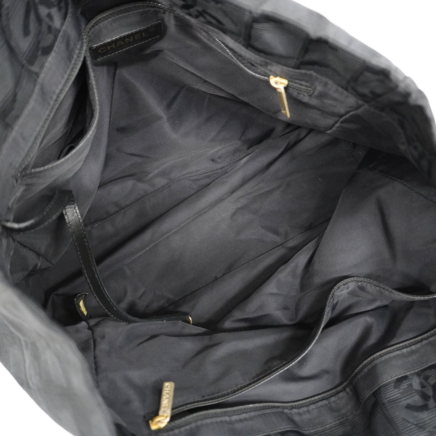 CHANEL New Travel Line Tote Bag Women's Nylon Canvas Tote Bag Black