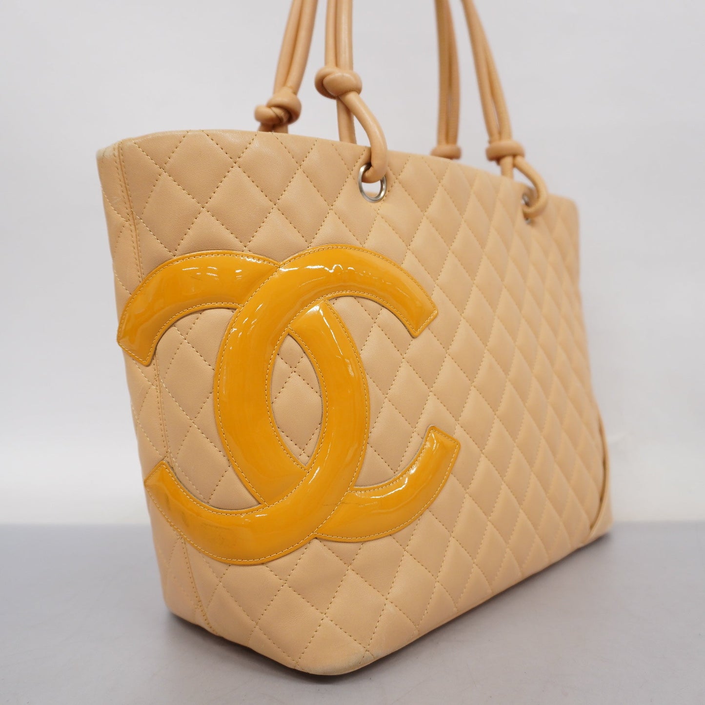 CHANEL Ligne Cambon Tote Bag Lambskin Women's Tote Bag Beige
