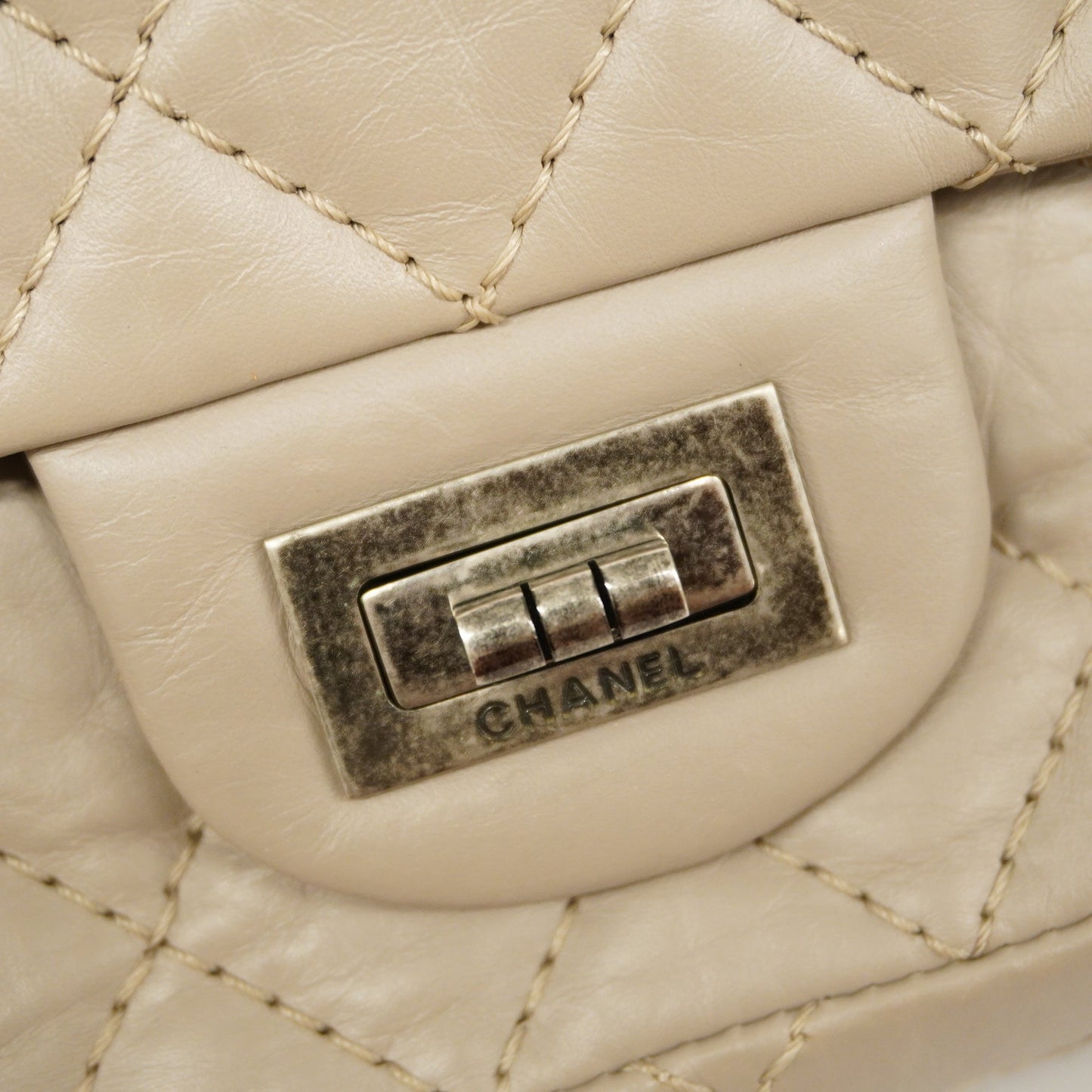 CHANEL 2.55 W Flap W Chain Lambskin Women's Leather Shoulder Bag Grayish