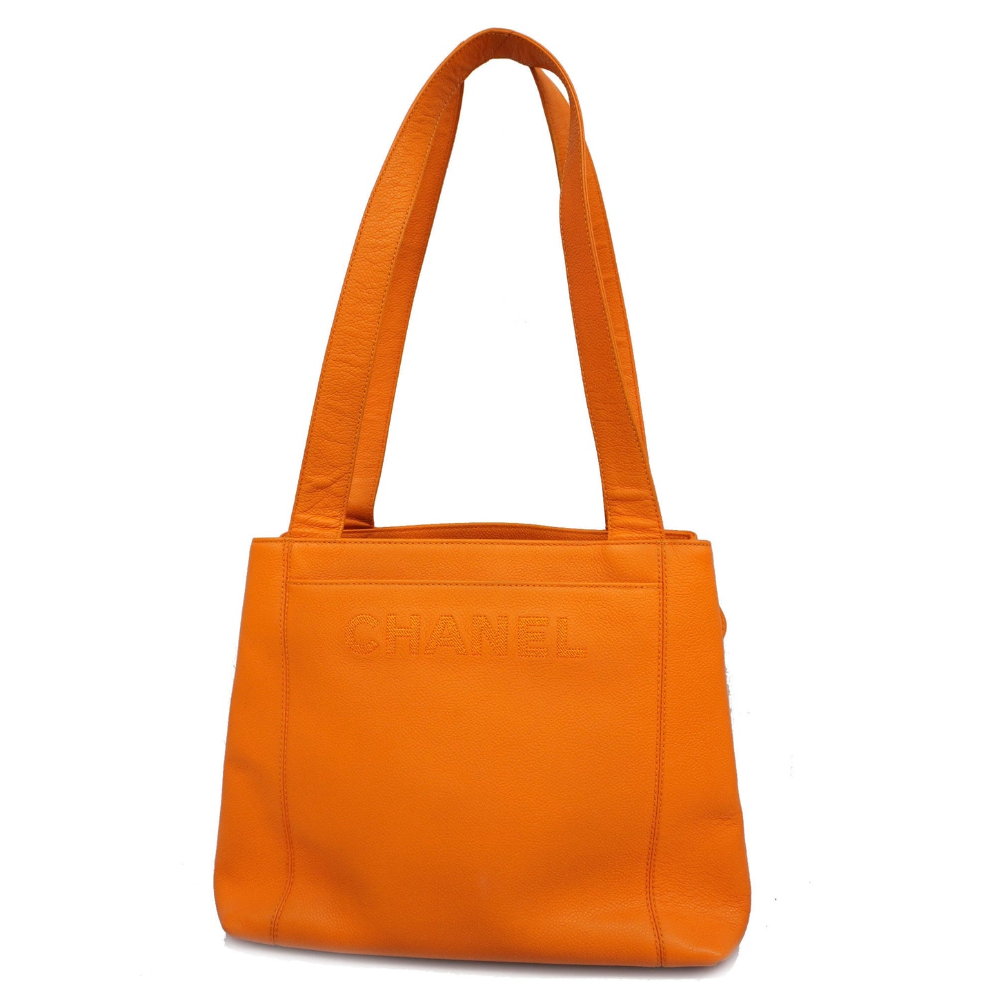 CHANEL Women's Caviar Leather Shoulder Bag Orange