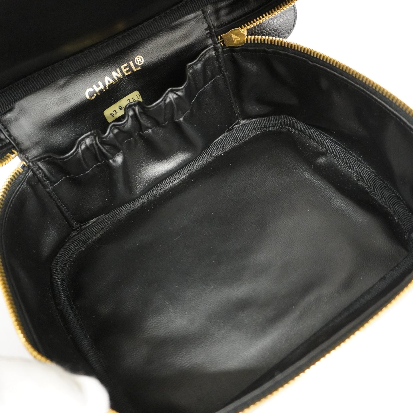 CHANEL Vanity Bag Women's Caviar Leather Vanity Bag Black