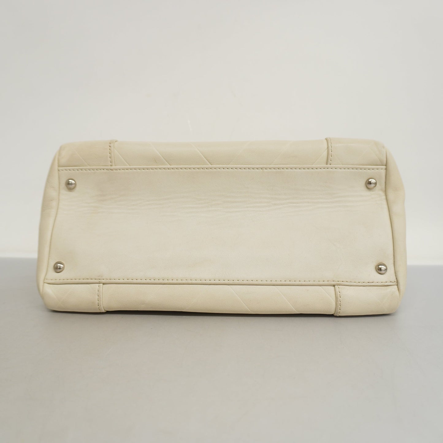 CHANEL V Stitch Women's Leather Handbag White