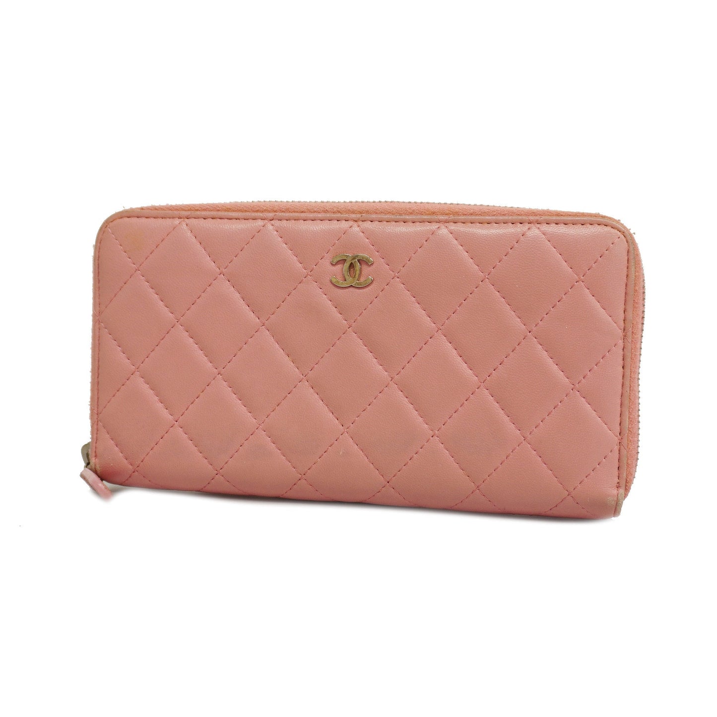 CHANEL Matelasse Long Wallet With Silver Metal Fittings Women's Lambskin