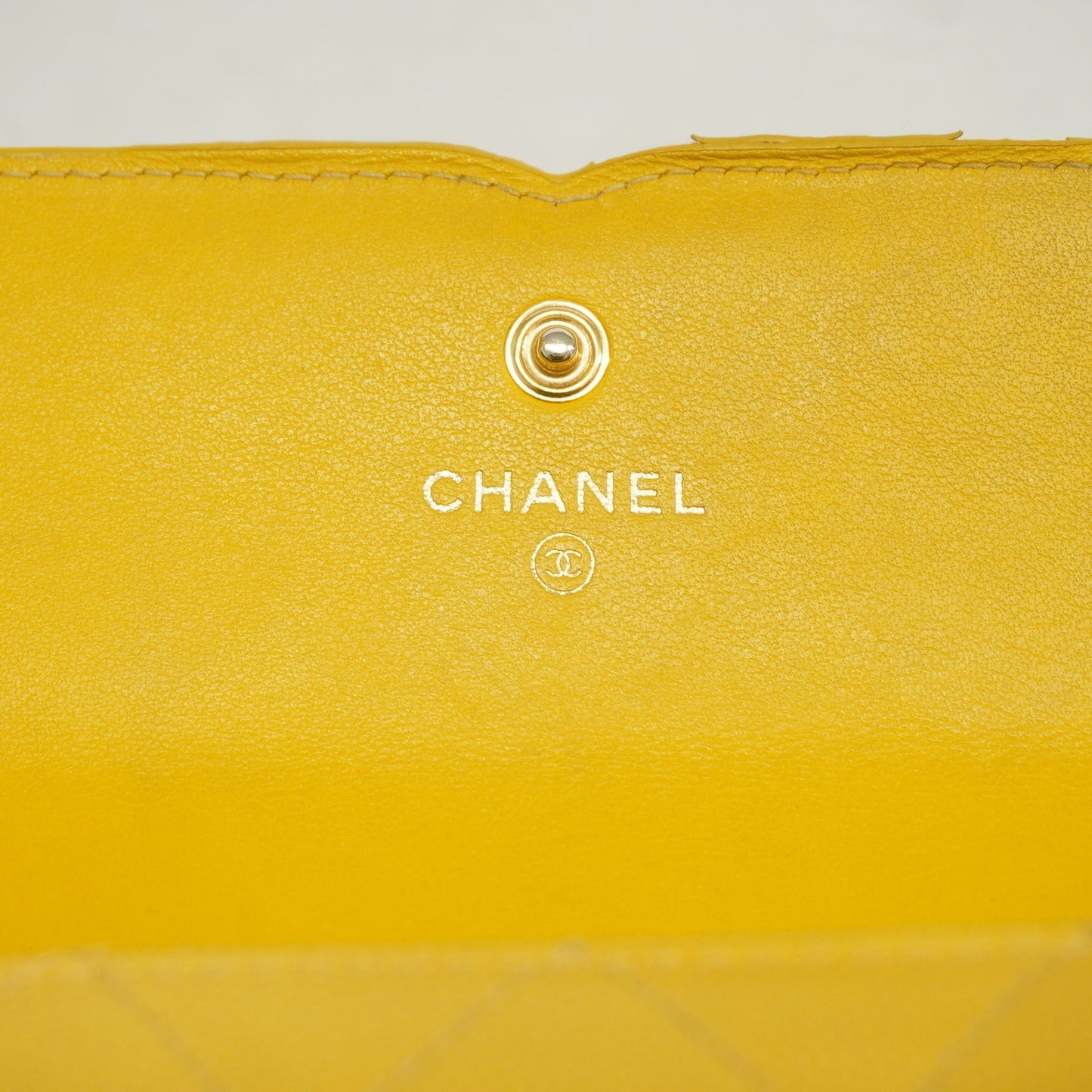 CHANEL CC Filigree Gold Hardware Women's Caviar Leather Long Wallet Yellow
