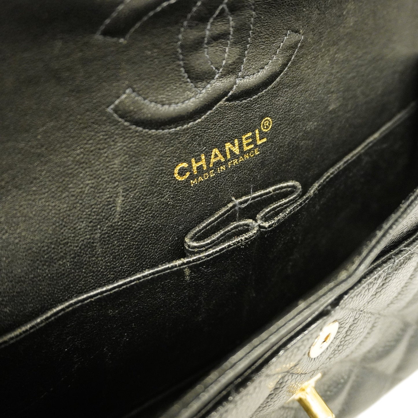 CHANEL Big Matelasse W Flap W Chain Women's Caviar Leather Shoulder Bag