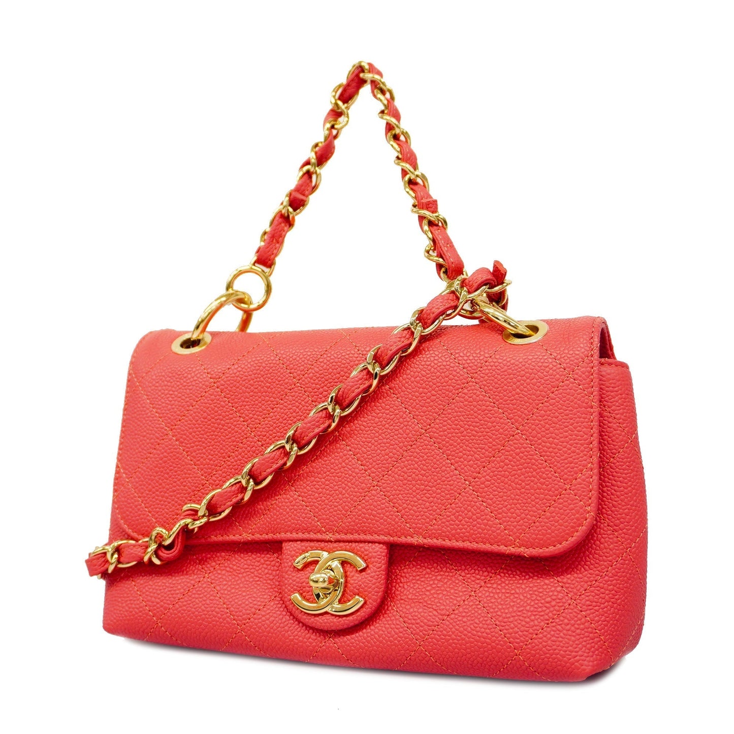 CHANEL Matelasse 2way Bag Women's Caviar Leather Handbag,Shoulder Bag Pink