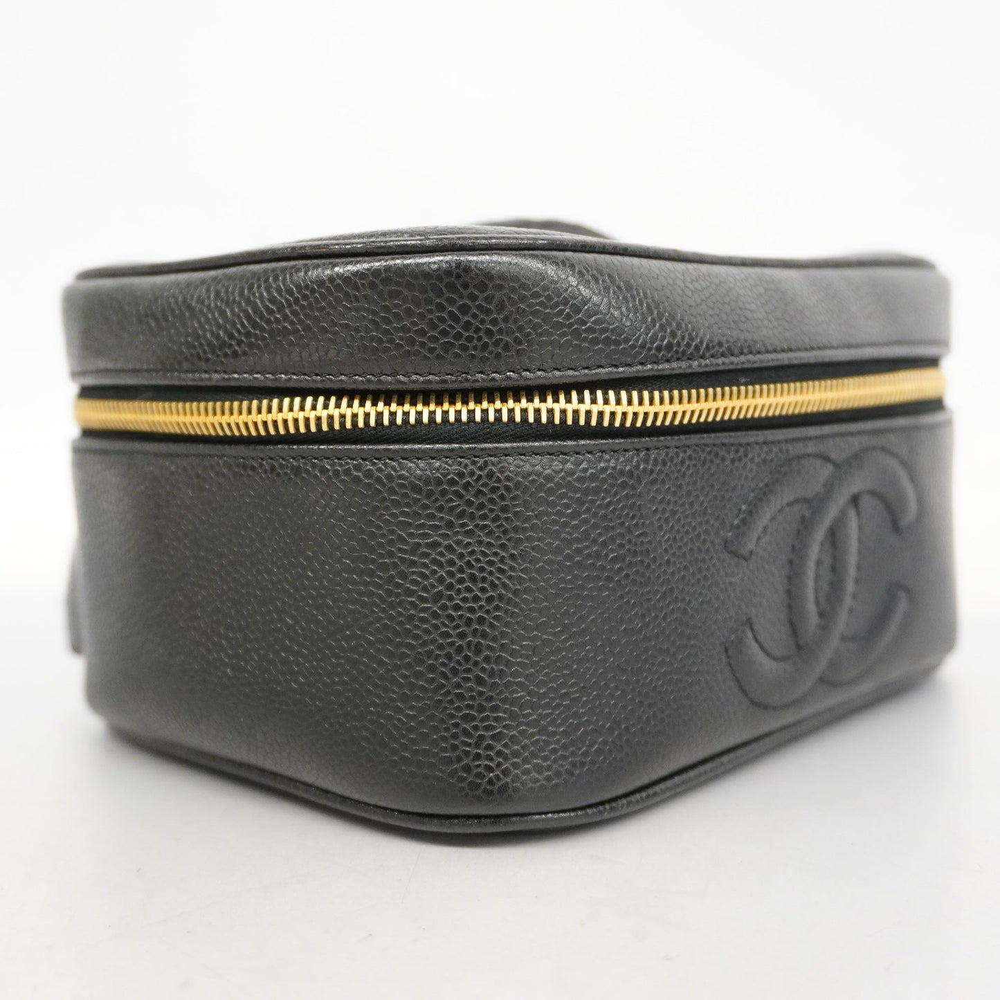 CHANEL Vanity Bag Women's Caviar Leather Vanity Bag Black