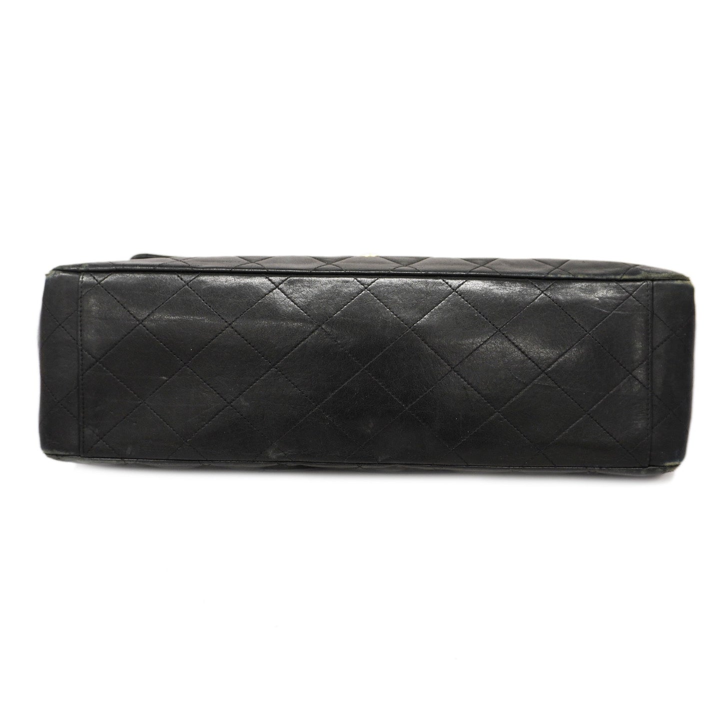 CHANEL Big Matelasse W Chain Women's Leather Shoulder Bag Black