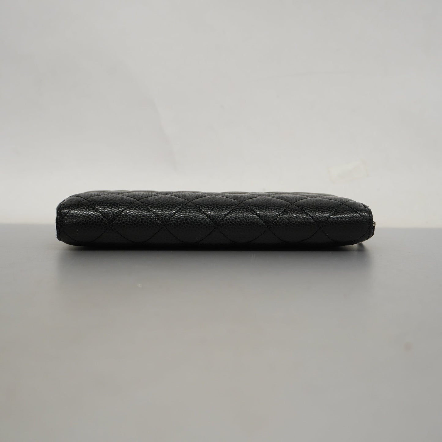 CHANEL Matelasse Silver Metal Fittings Women's Caviar Leather Long Wallet