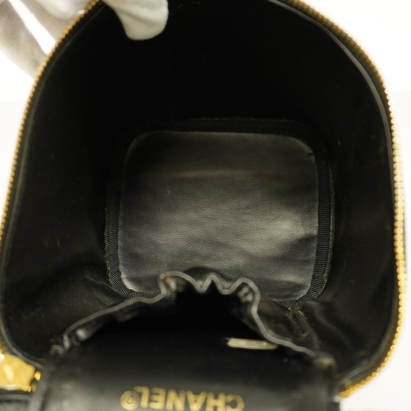 CHANEL Bicolor Vanity Bag Women's Leather Vanity Bag Black